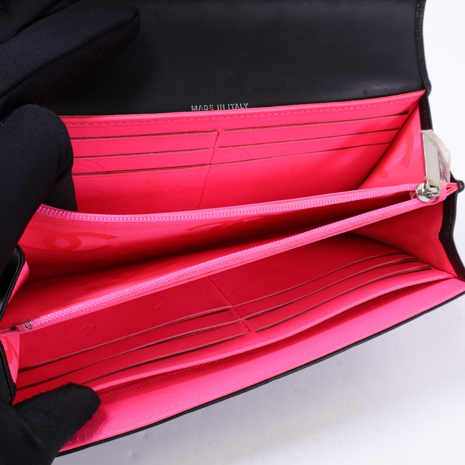 CHANEL 牛皮皮革Cambon Long Wallet銀扣長錢包