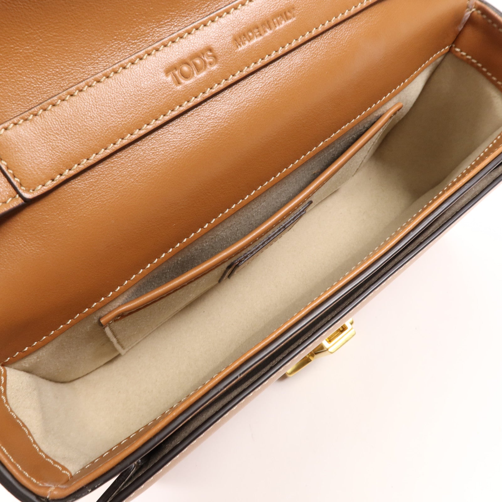 TOD'S 牛皮皮革T Timeless Mini金扣肩背袋