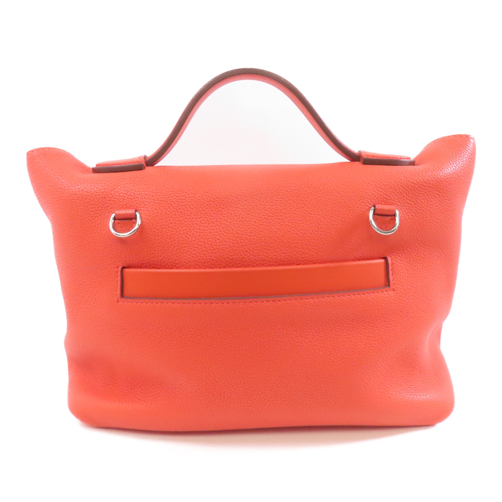HERMES Clemence皮革24/24 29cm銀扣手挽肩背兩用袋紅色