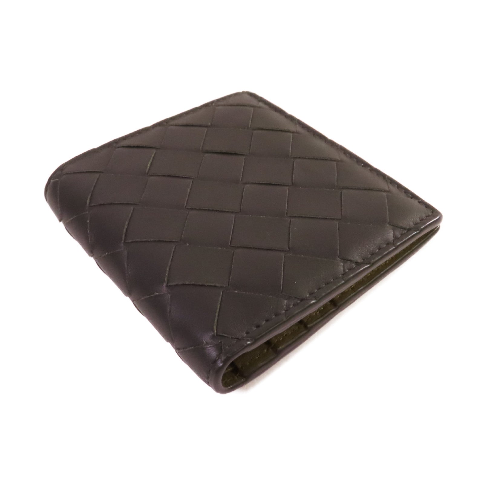 BOTTEGA VENETA 織紋皮革Short Wallet短錢包黑色/軍綠色