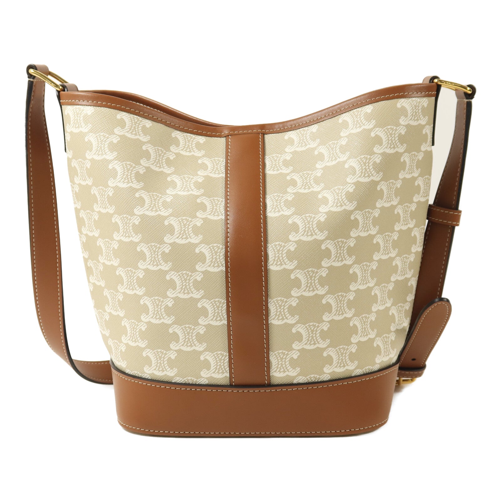 CELINE 塗層帆布Triomphe Bucket金扣肩背袋