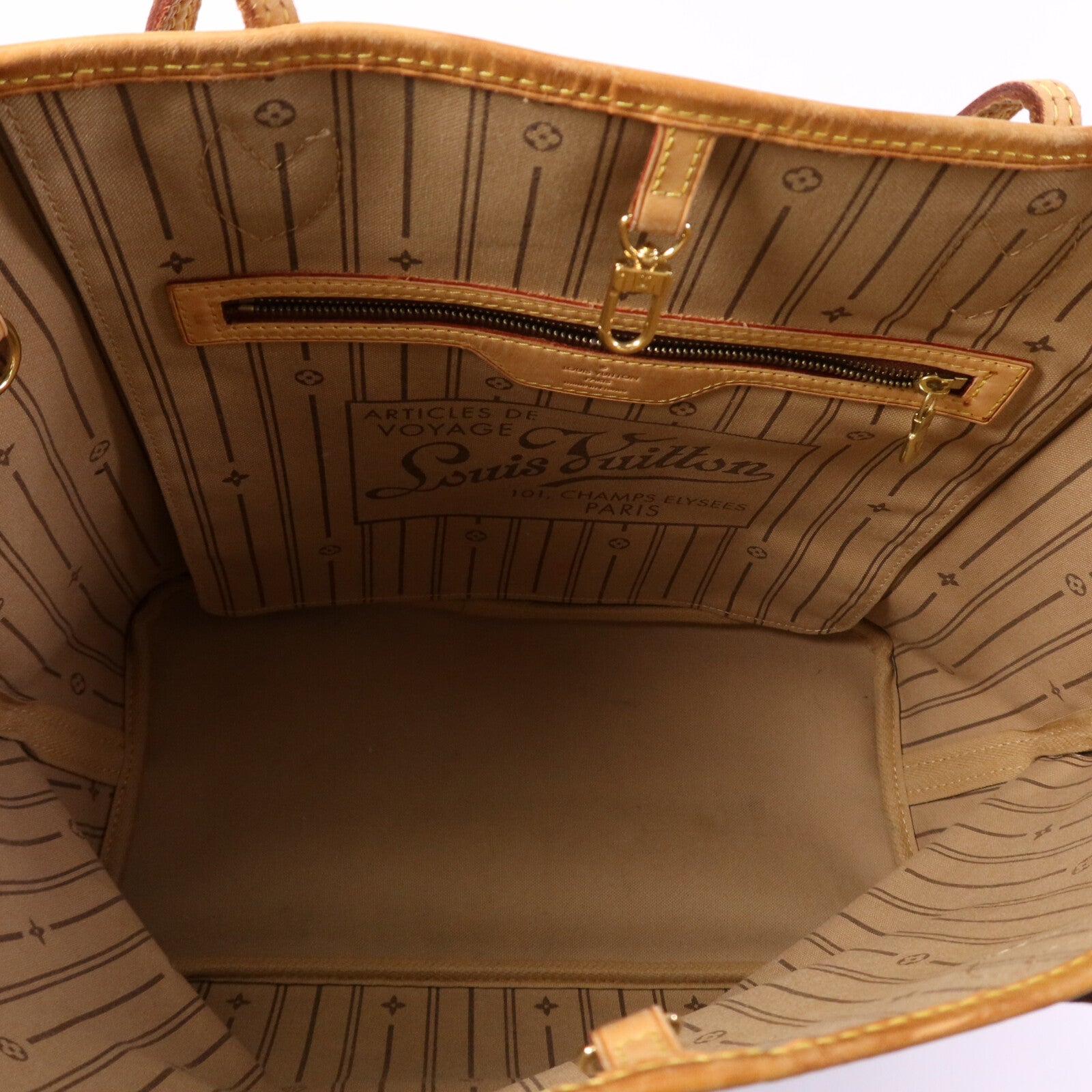 LOUIS VUITTON Monogram Neverfull MM金扣手挽袋