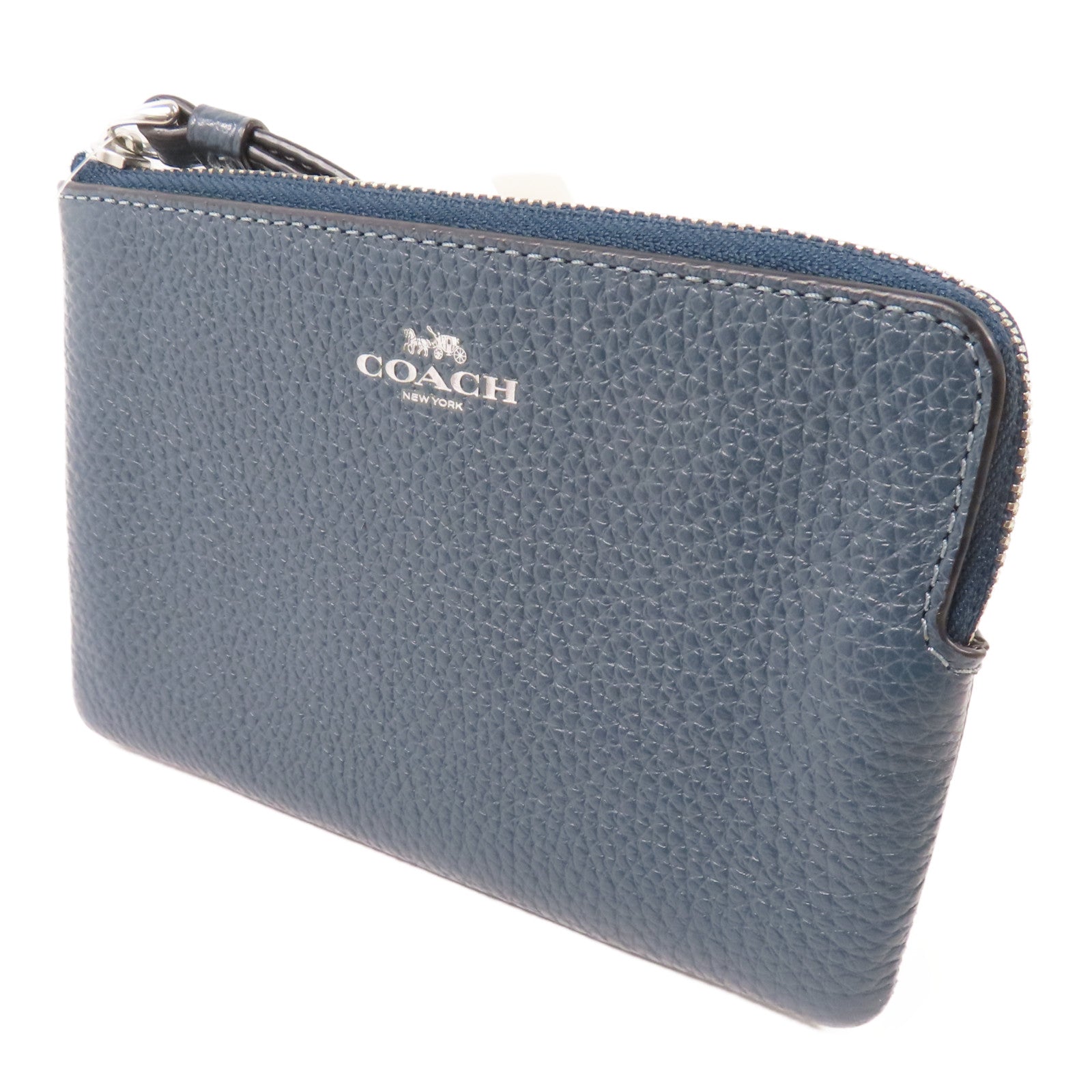COACH 【激減優惠】牛皮皮革Pouch Wallet銀扣錢包