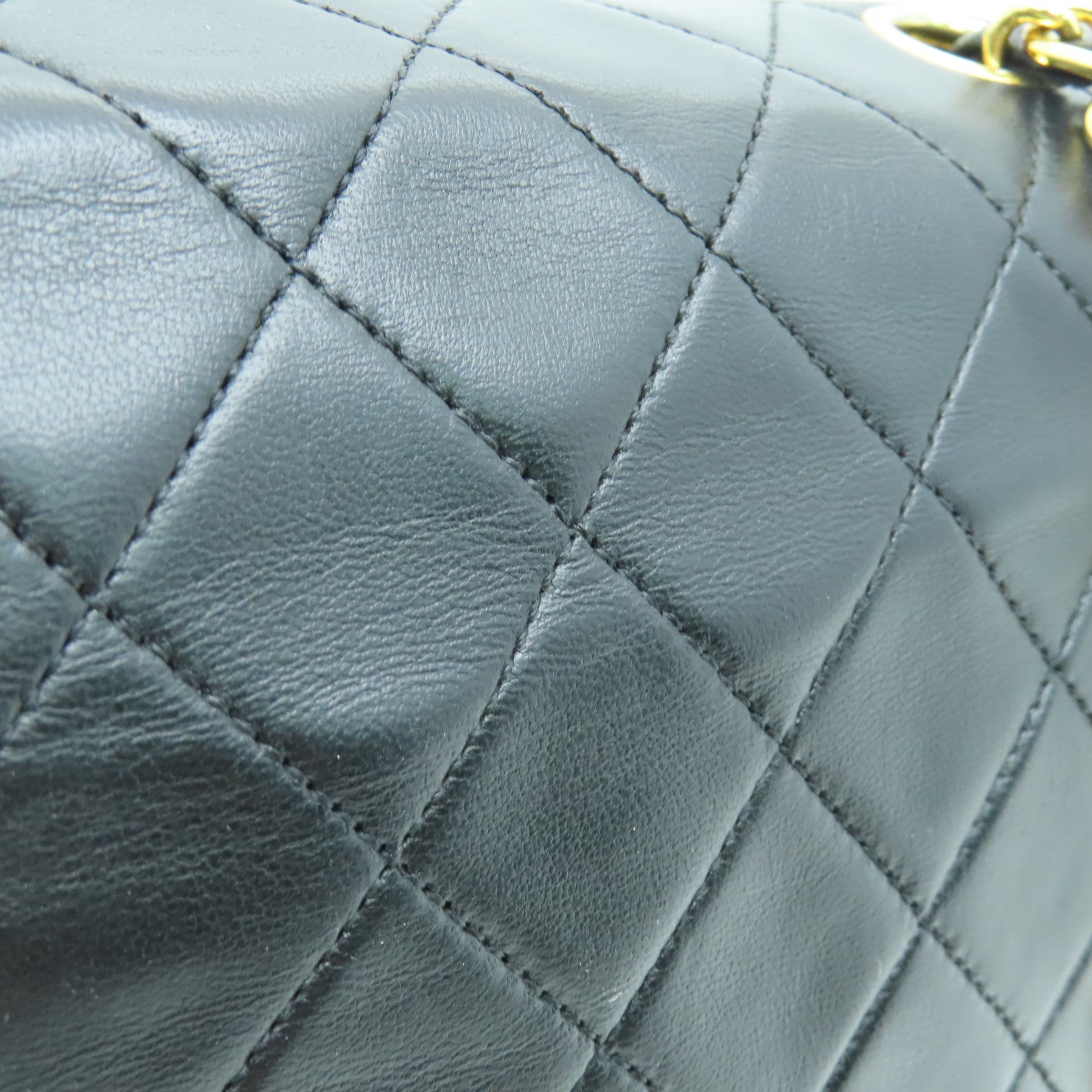 CHANEL 菱格羊皮皮革Chain Shoulder Bag金扣链带肩背袋黑色
