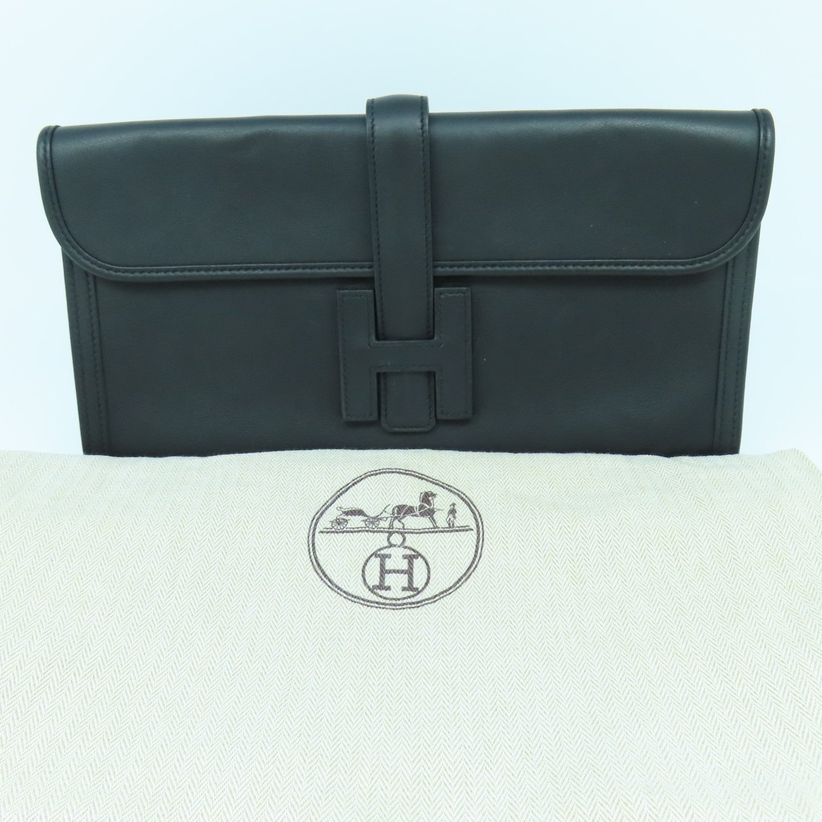 HERMES 【清倉大減價】Swift皮革Jige手拿包黑色