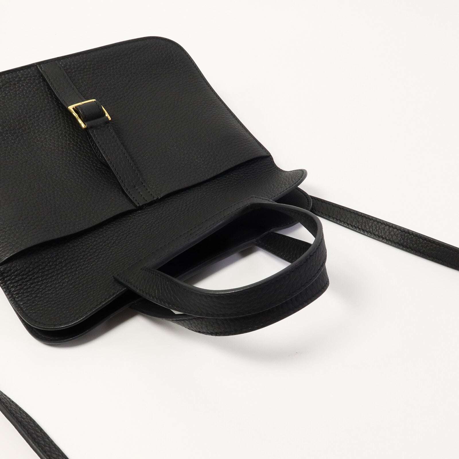 HERMES Clemence皮革Halzan 25肩背袋Noir