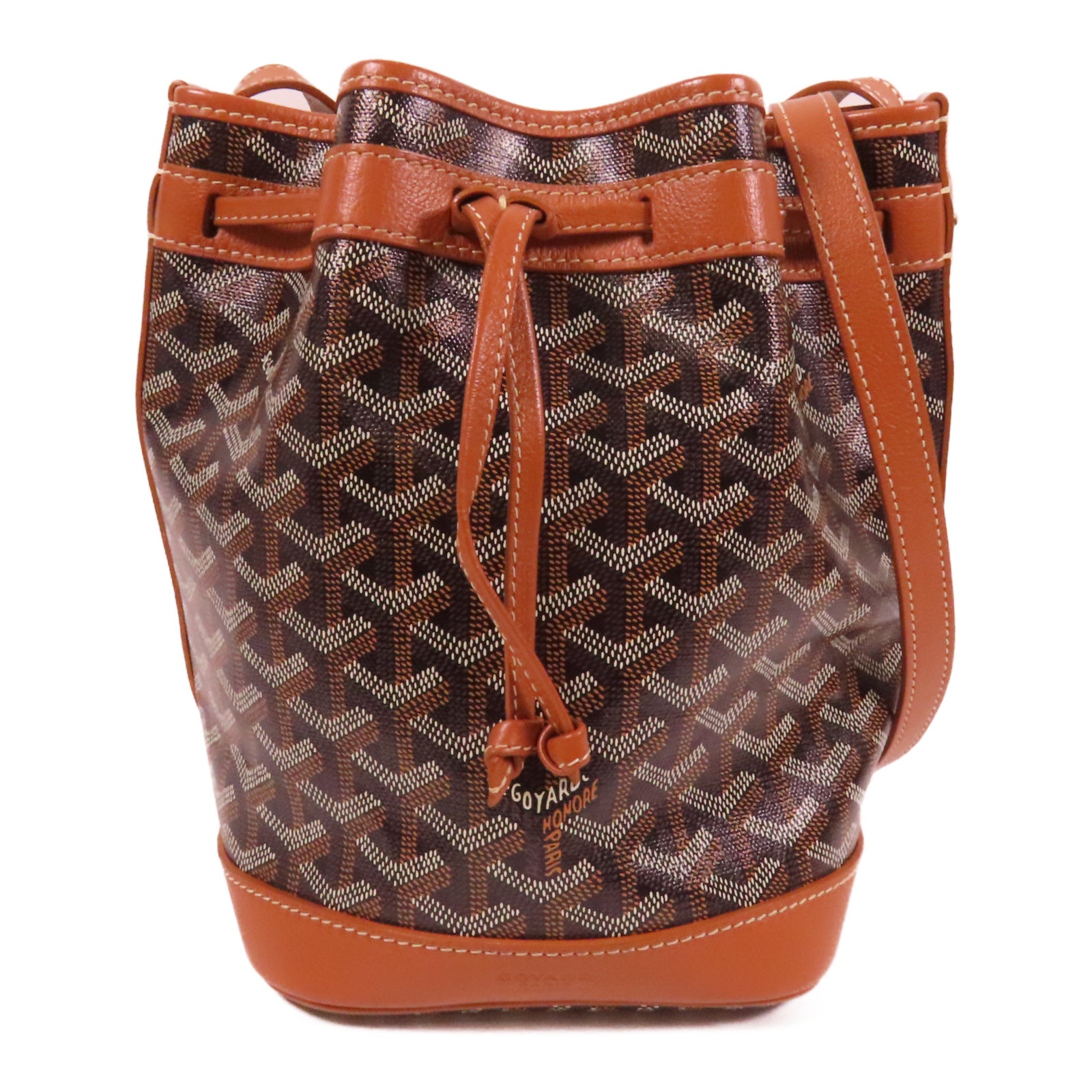 GOYARD 塗層帆布Petit Flot Bucket銀扣肩背袋黑色/啡色