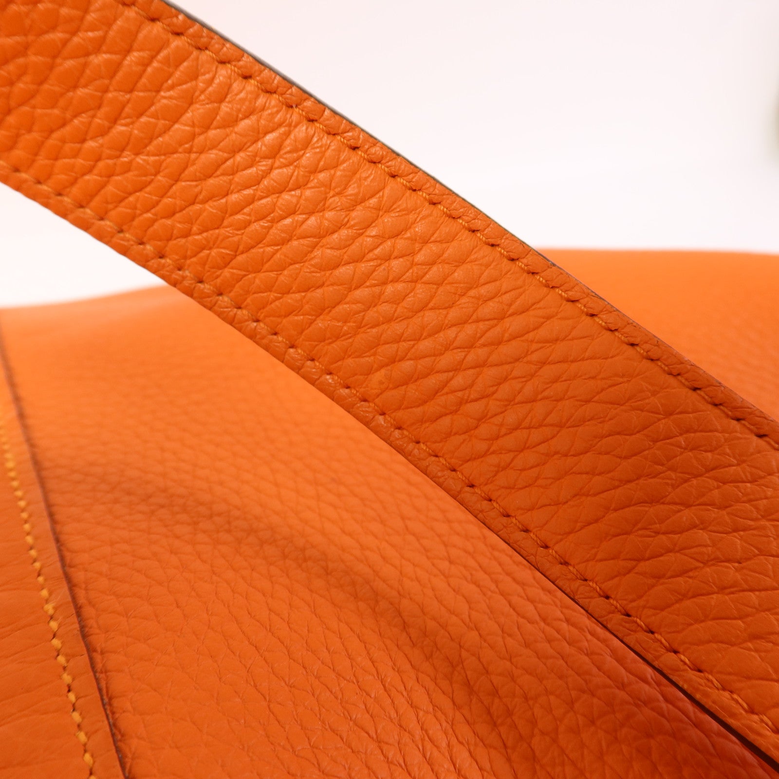 HERMES Clemence皮革Picotin GM銀扣手挽袋Orange