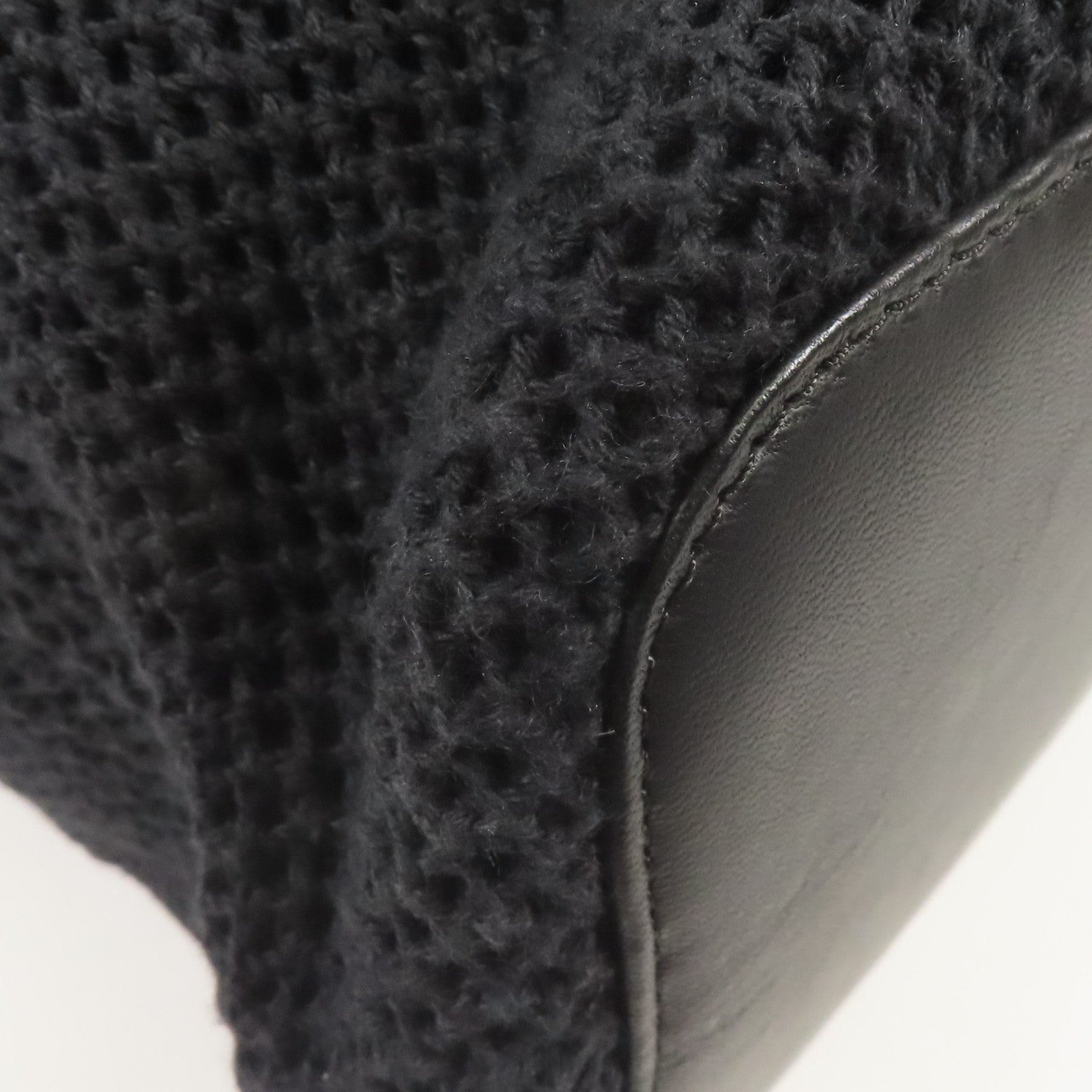 CHANEL 棉質/皮革Shoulder Tote銀扣肩背袋/手挽袋