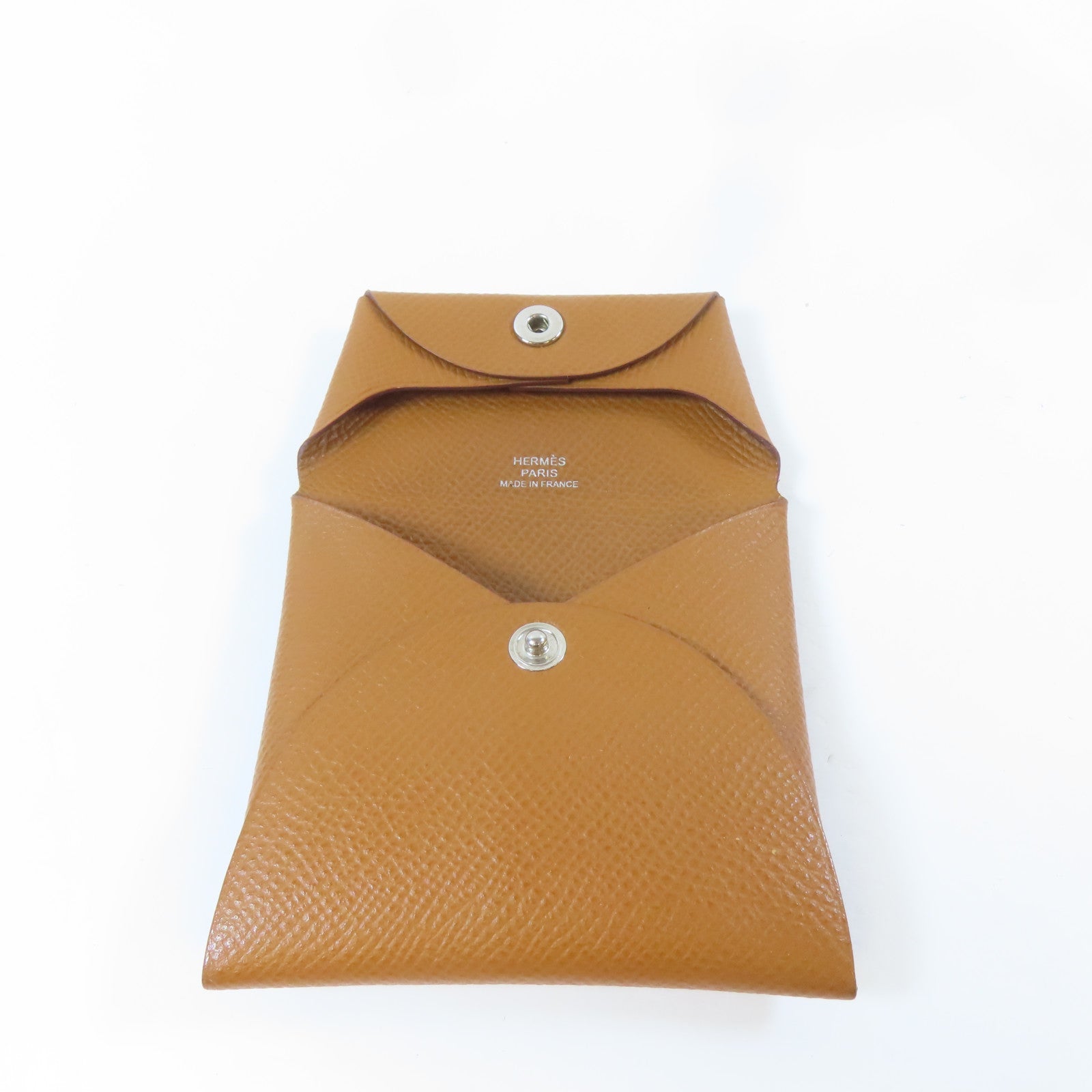 HERMES 【激減優惠】Epsom皮革Bastia銀扣零錢包啡色
