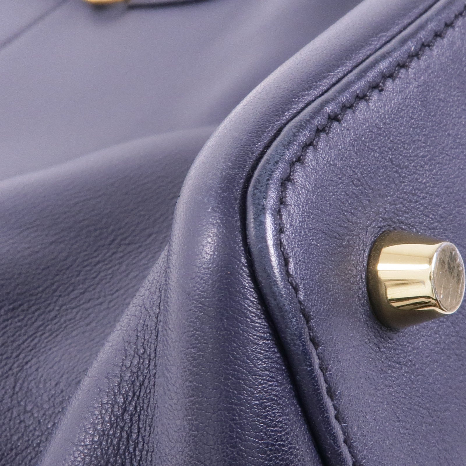 HERMES Swift皮革Tool Box 20金扣手挽肩背兩用袋Bleu Indigo