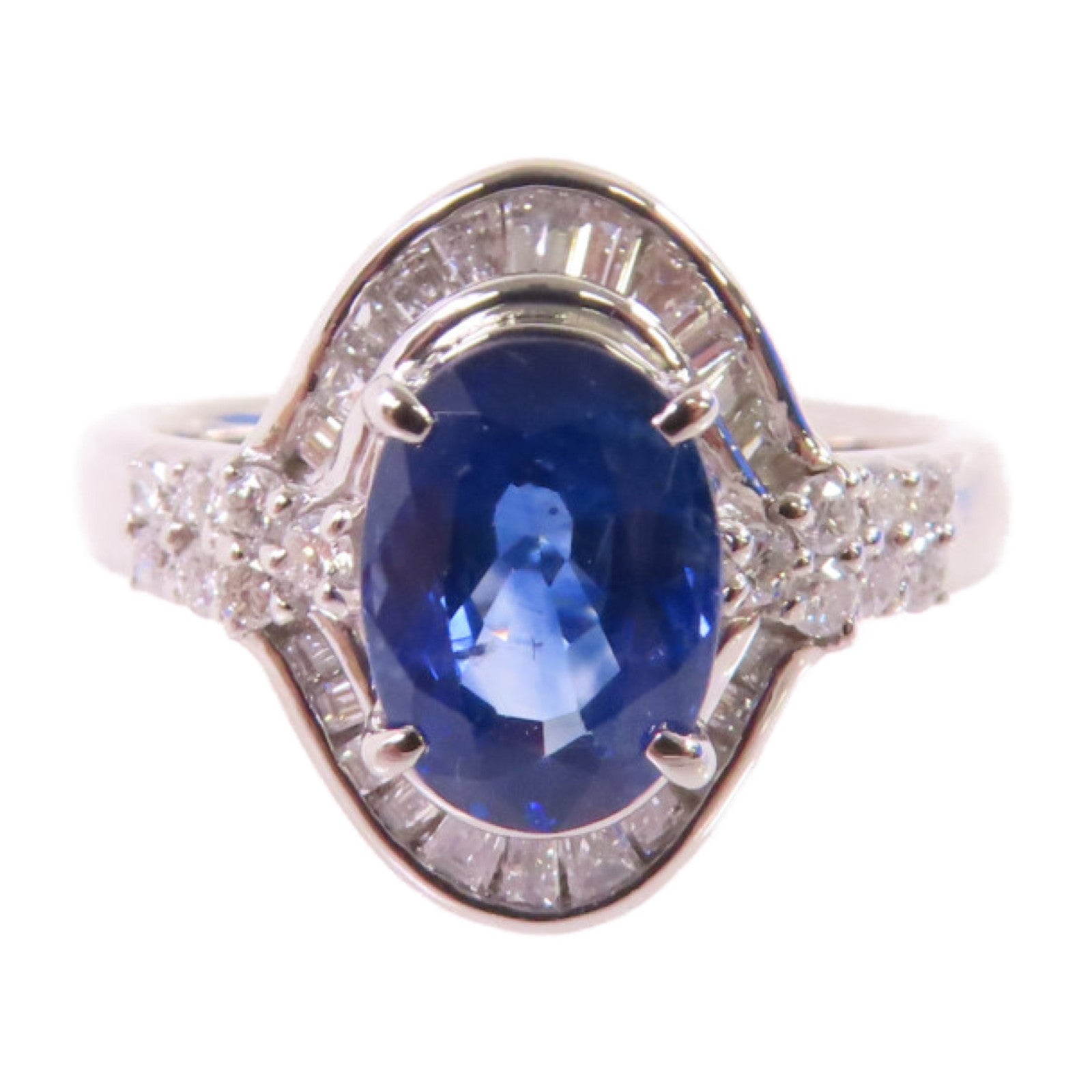 JEWELRY 【激減優惠】PT900鉑金/2.14ct藍寶石/0.47ct鑽石Sapphire/Diamond Ring戒指US#6