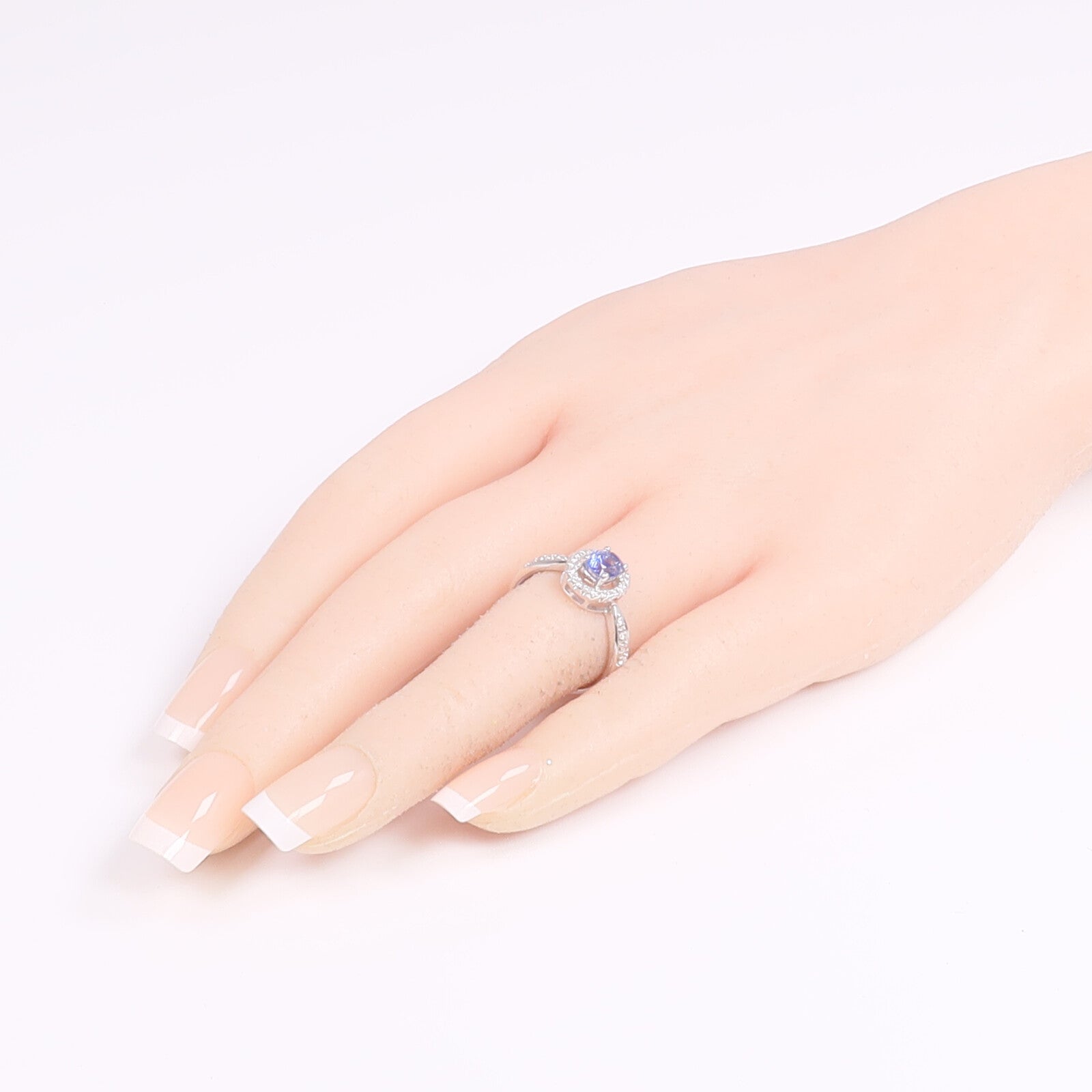 JEWELRY 18K白金Sapphire Diamond Ring藍寶石/鑽石戒指US#6.25
