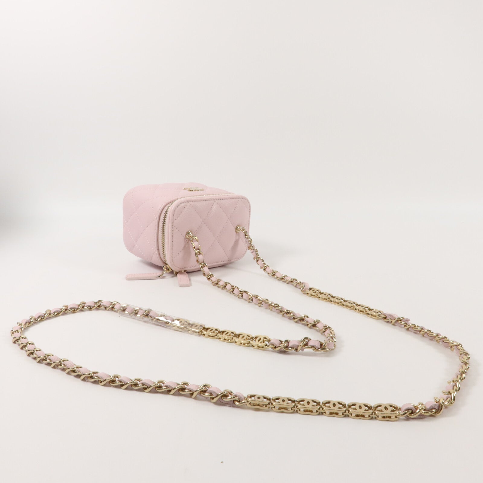 CHANEL Grained Calfskin Mini Vanity Shoulder鏈帶肩背袋