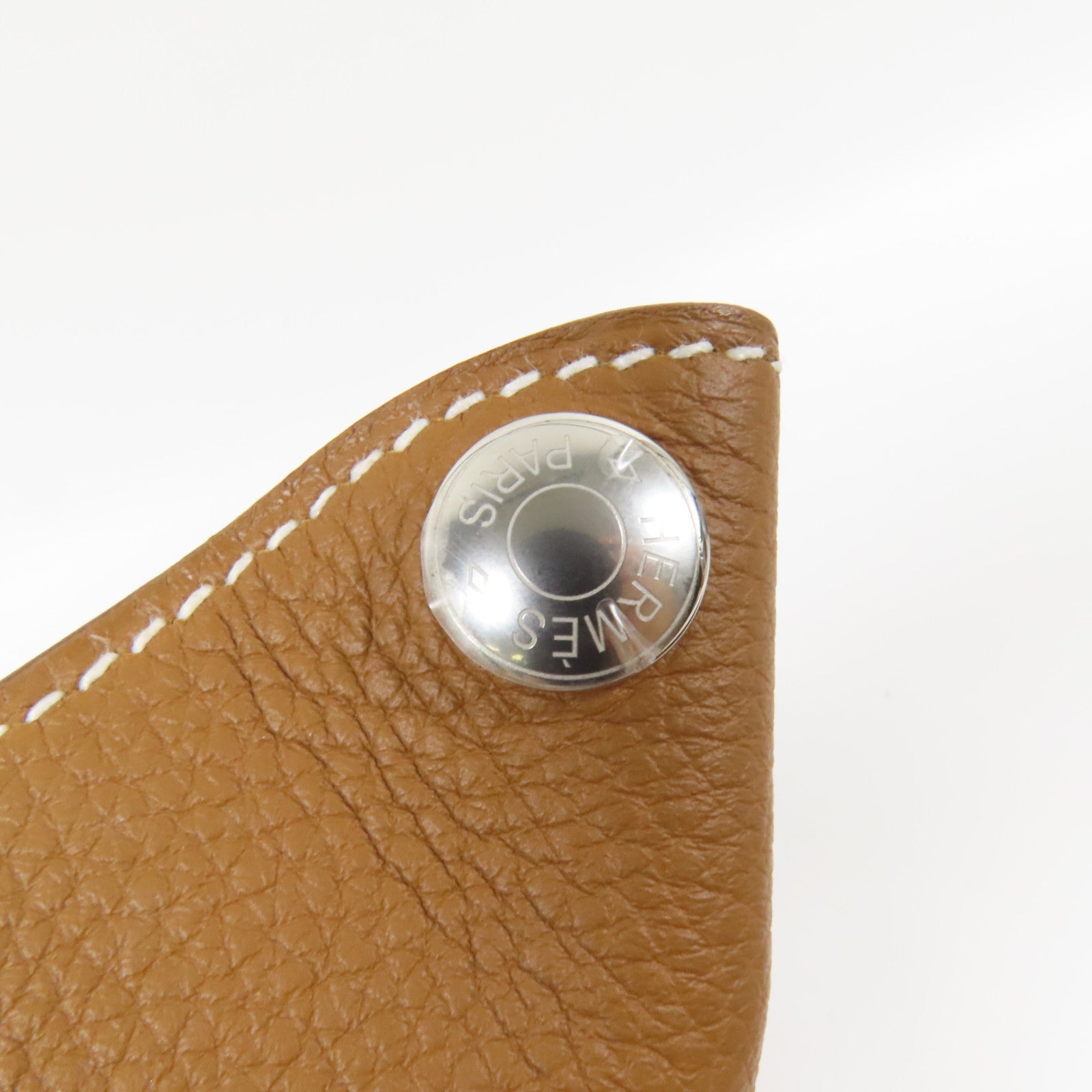 HERMES Togo皮革Videpoches銀扣肩背袋Gold