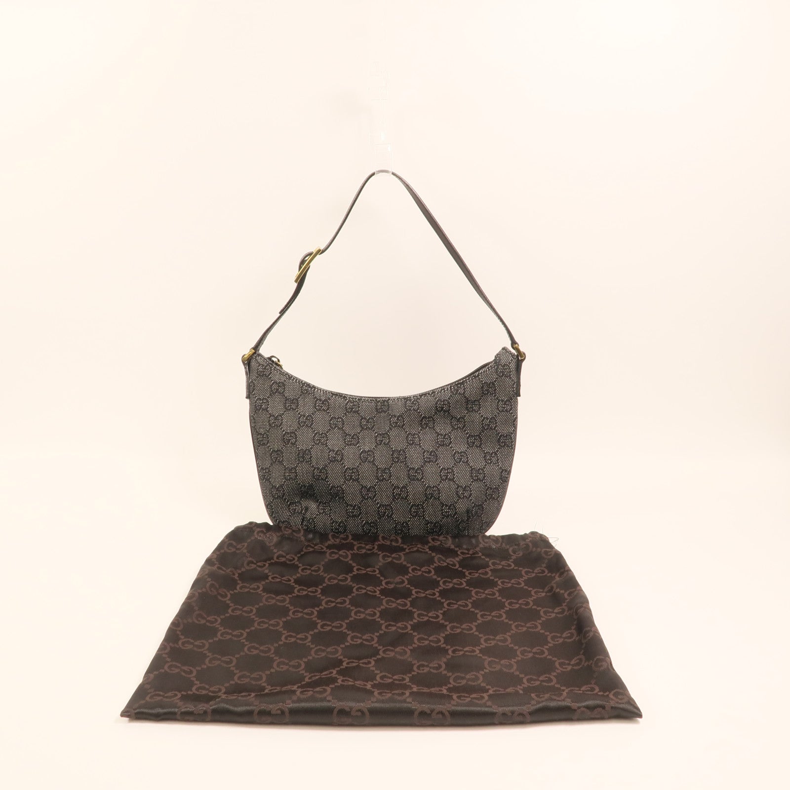 GUCCI 牛仔布Shoulder Bag金扣肩背袋