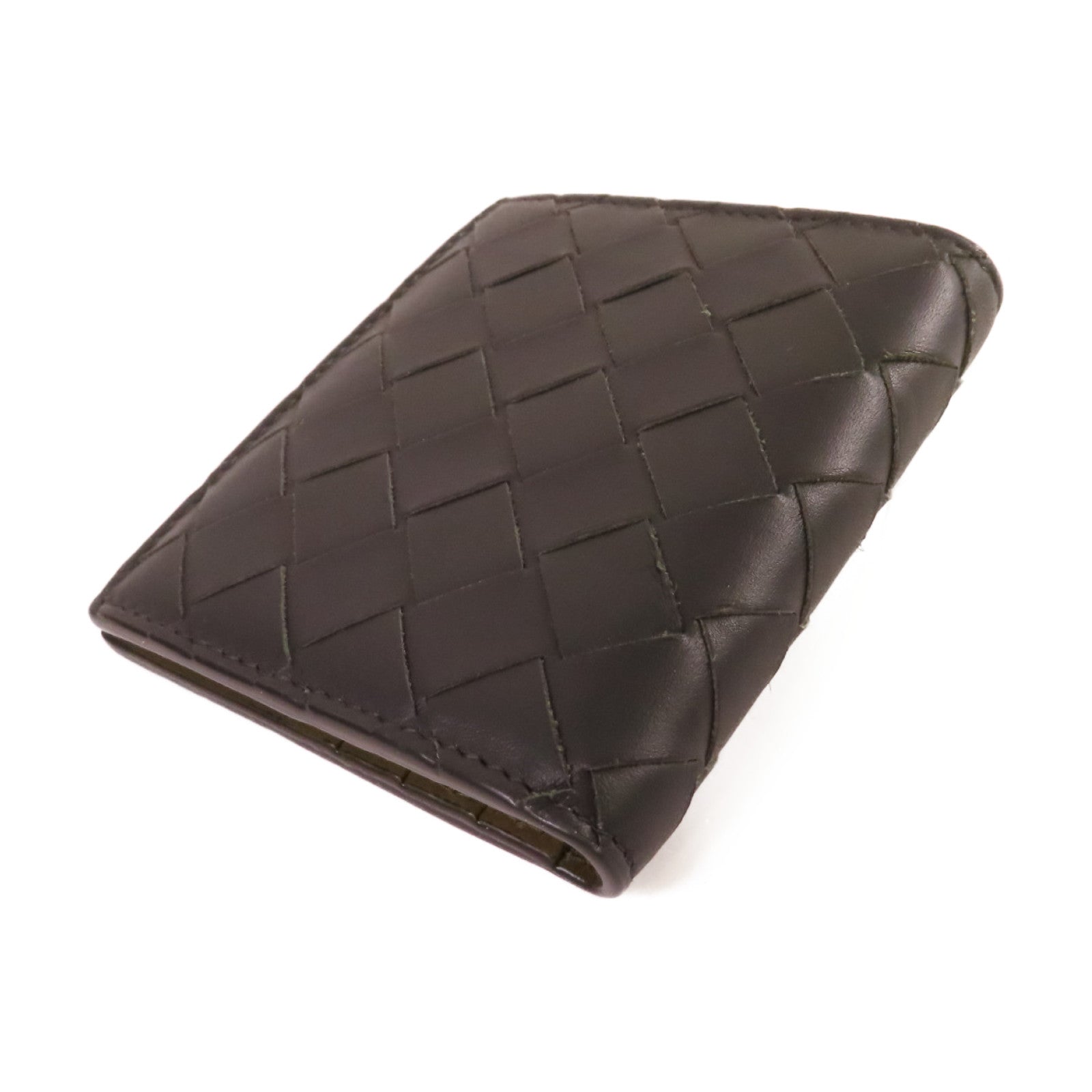 BOTTEGA VENETA 織紋皮革Short Wallet短錢包黑色/軍綠色