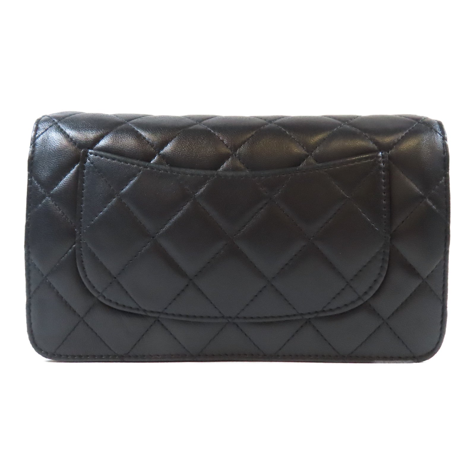 CHANEL 【激減優惠】菱格羊皮皮革WOC Wallet On Chain銀扣鏈帶肩背袋黑色