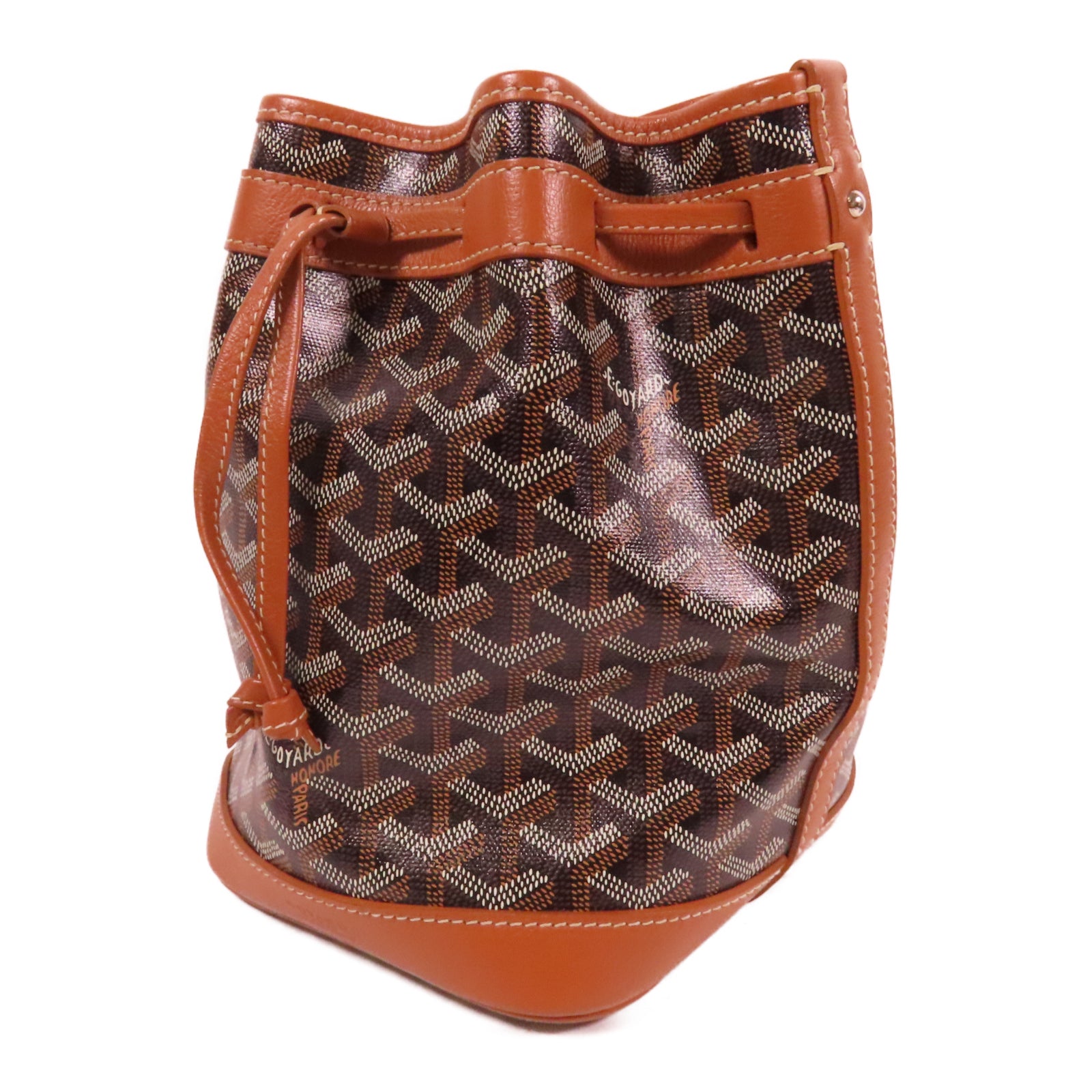 GOYARD 塗層帆布Petit Flot Bucket銀扣肩背袋黑色/啡色