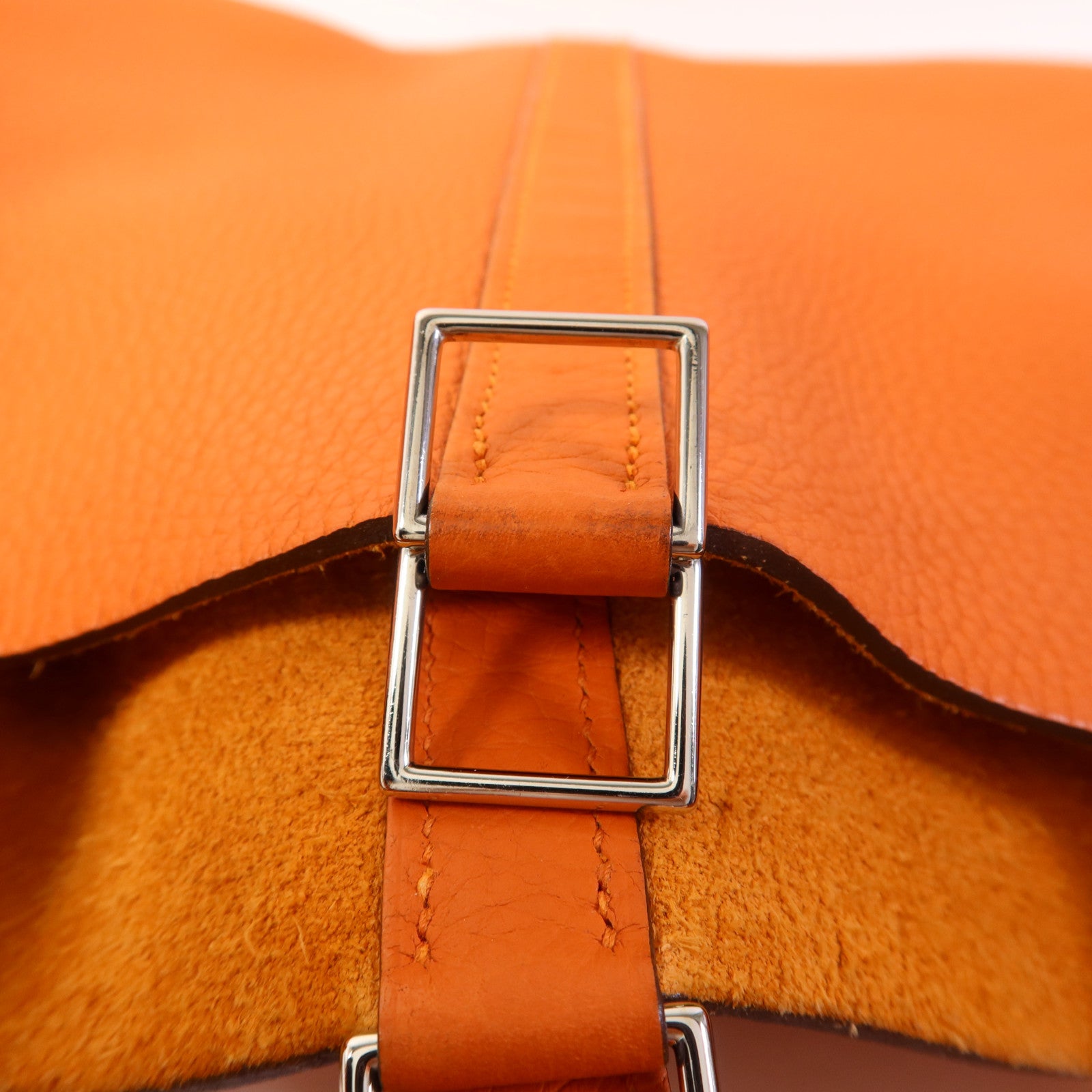 HERMES Clemence皮革Picotin GM銀扣手挽袋Orange
