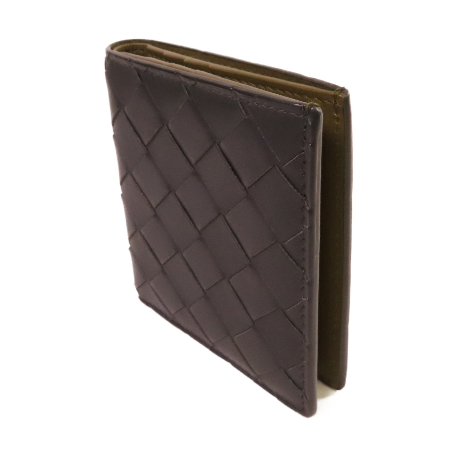 BOTTEGA VENETA 織紋皮革Short Wallet短錢包黑色/軍綠色