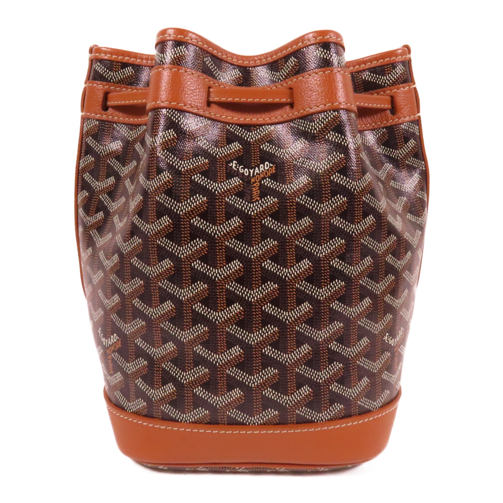 GOYARD 塗層帆布Petit Flot Bucket銀扣肩背袋黑色/啡色