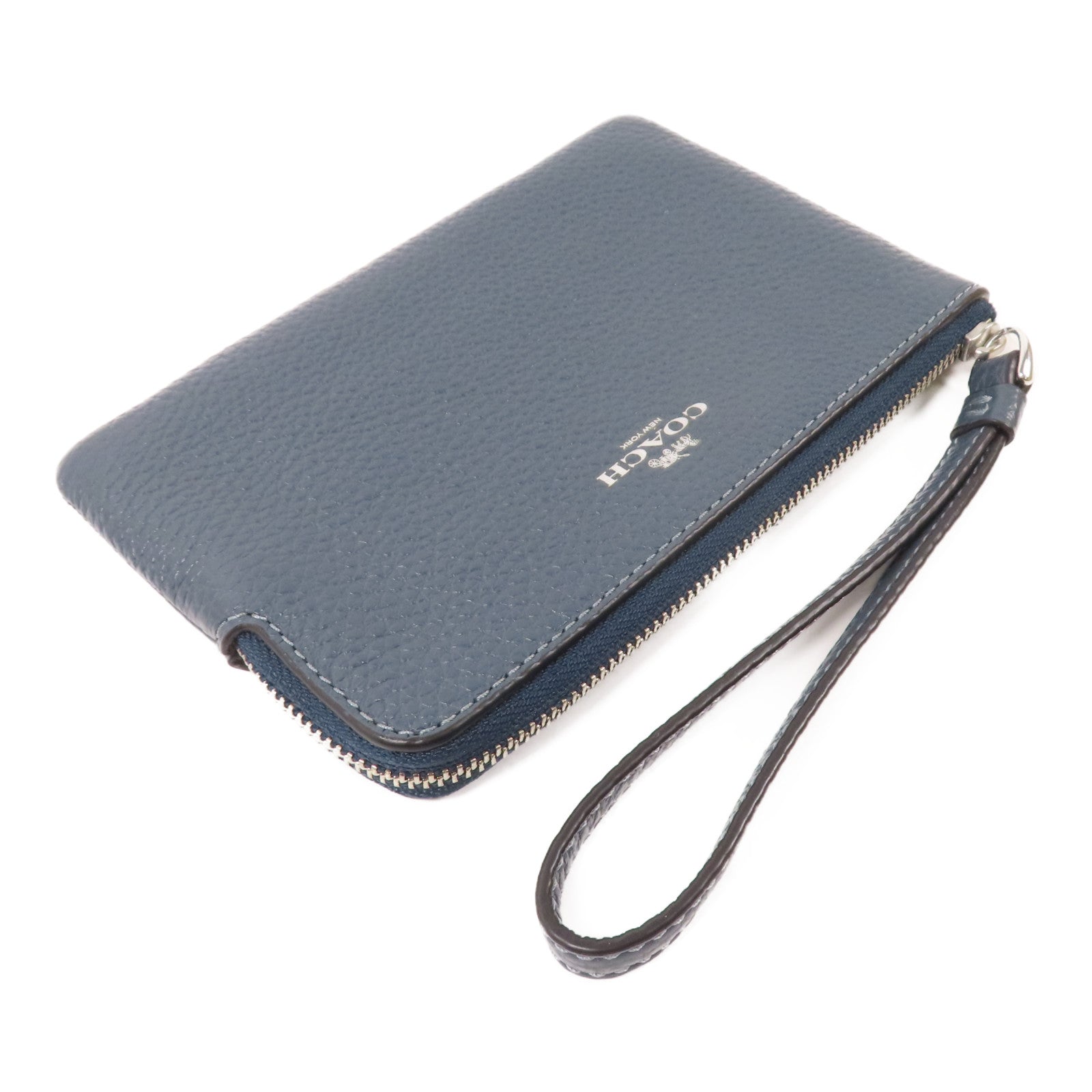 COACH 【激減優惠】牛皮皮革Pouch Wallet銀扣錢包
