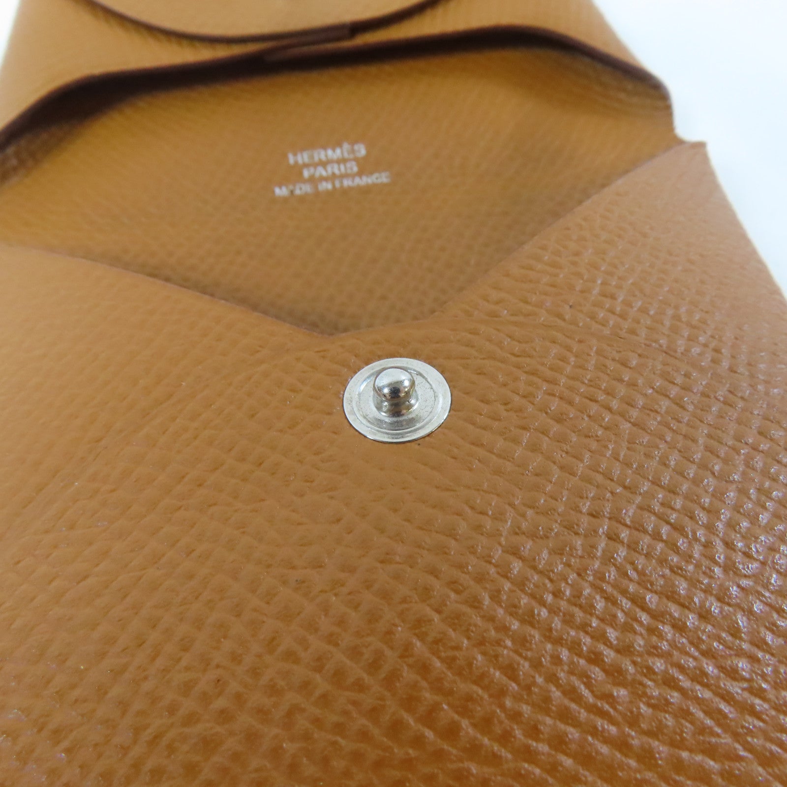 HERMES 【激減優惠】Epsom皮革Bastia銀扣零錢包啡色