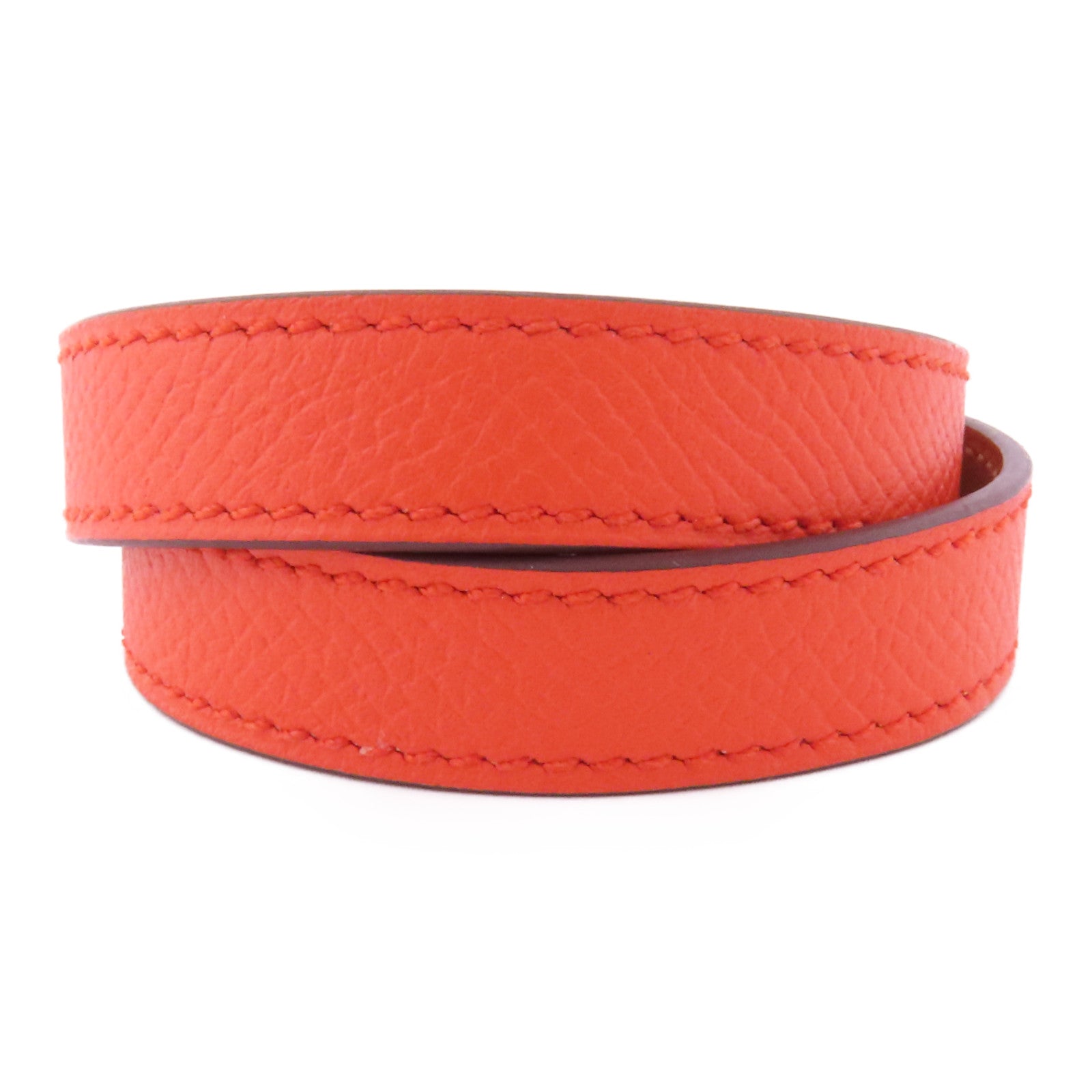 HERMES Epsom皮革Kelly Double Tour銀扣手鐲