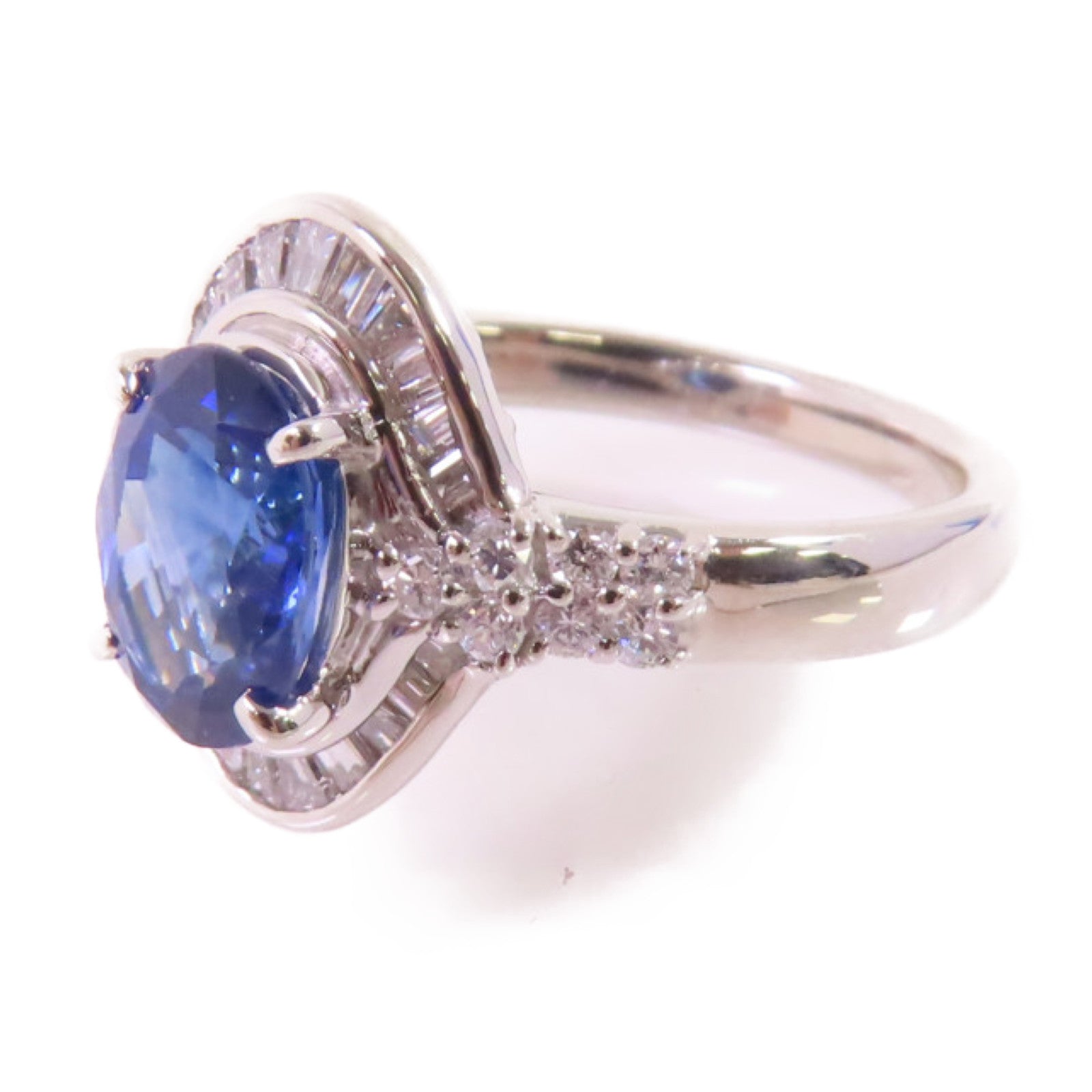 JEWELRY 【激減優惠】PT900鉑金/2.14ct藍寶石/0.47ct鑽石Sapphire/Diamond Ring戒指US#6