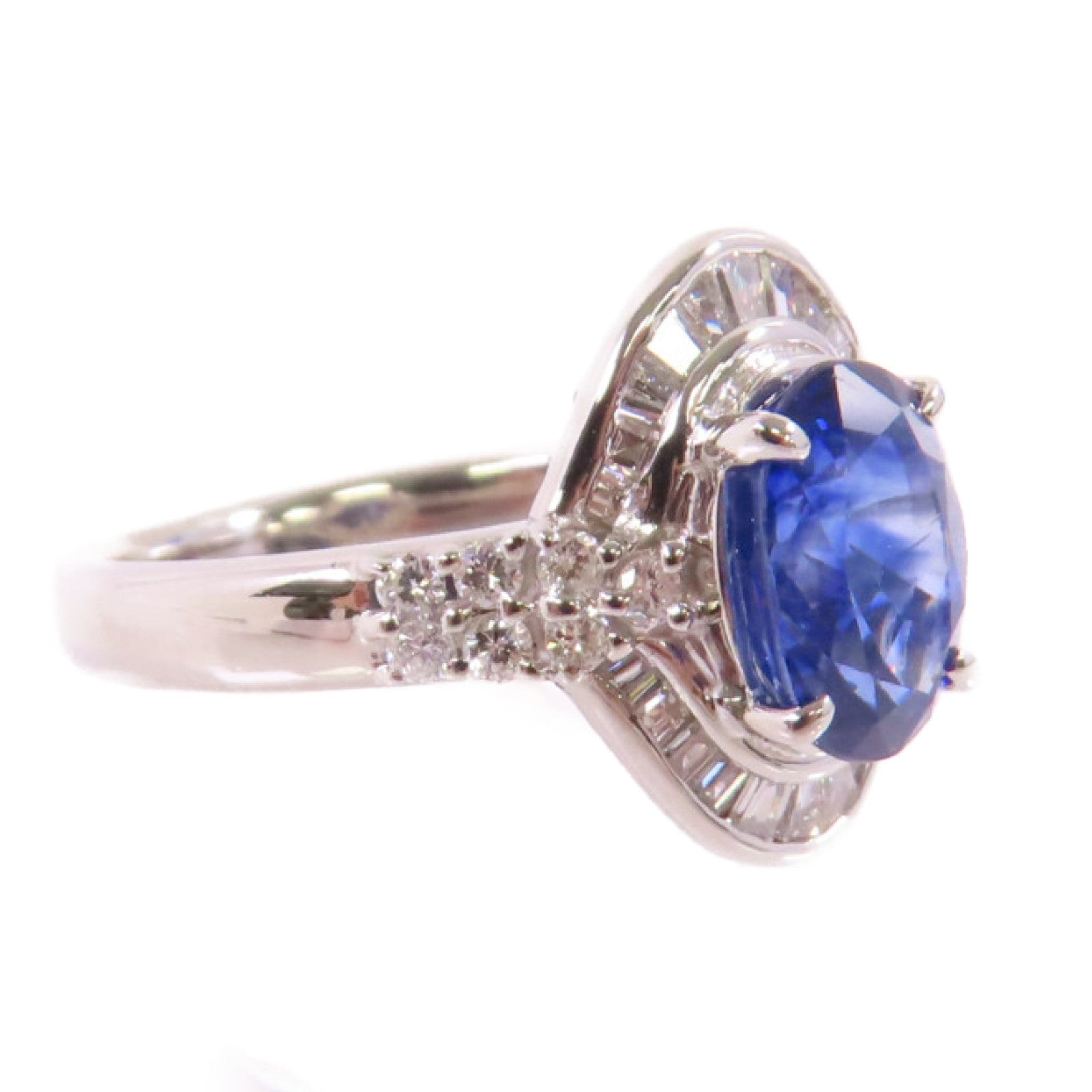 JEWELRY 【激減優惠】PT900鉑金/2.14ct藍寶石/0.47ct鑽石Sapphire/Diamond Ring戒指US#6