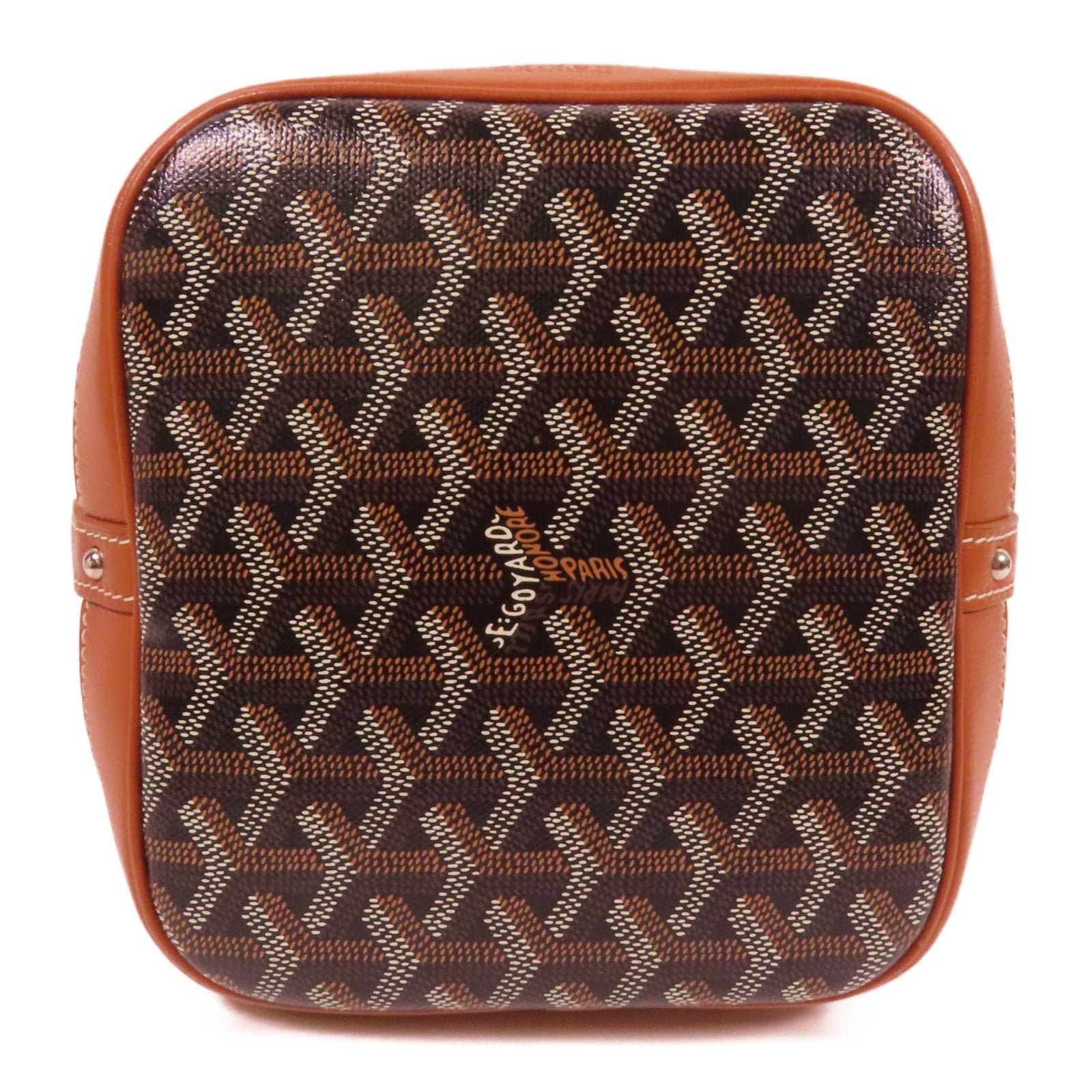 GOYARD 塗層帆布Petit Flot Bucket銀扣肩背袋黑色/啡色