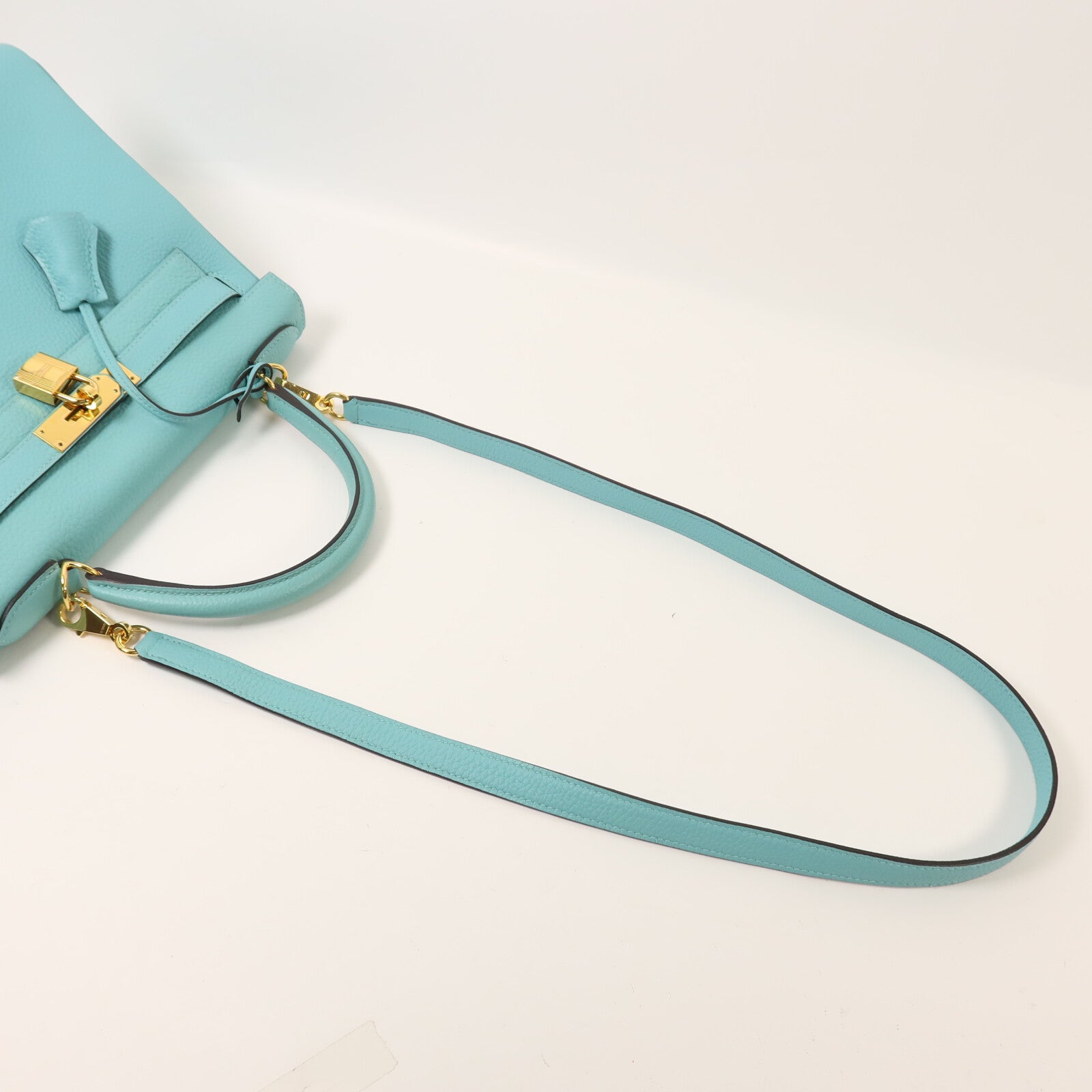 HERMES Togo皮革Kelly 28手挽肩背兩用袋Bleu Atoll