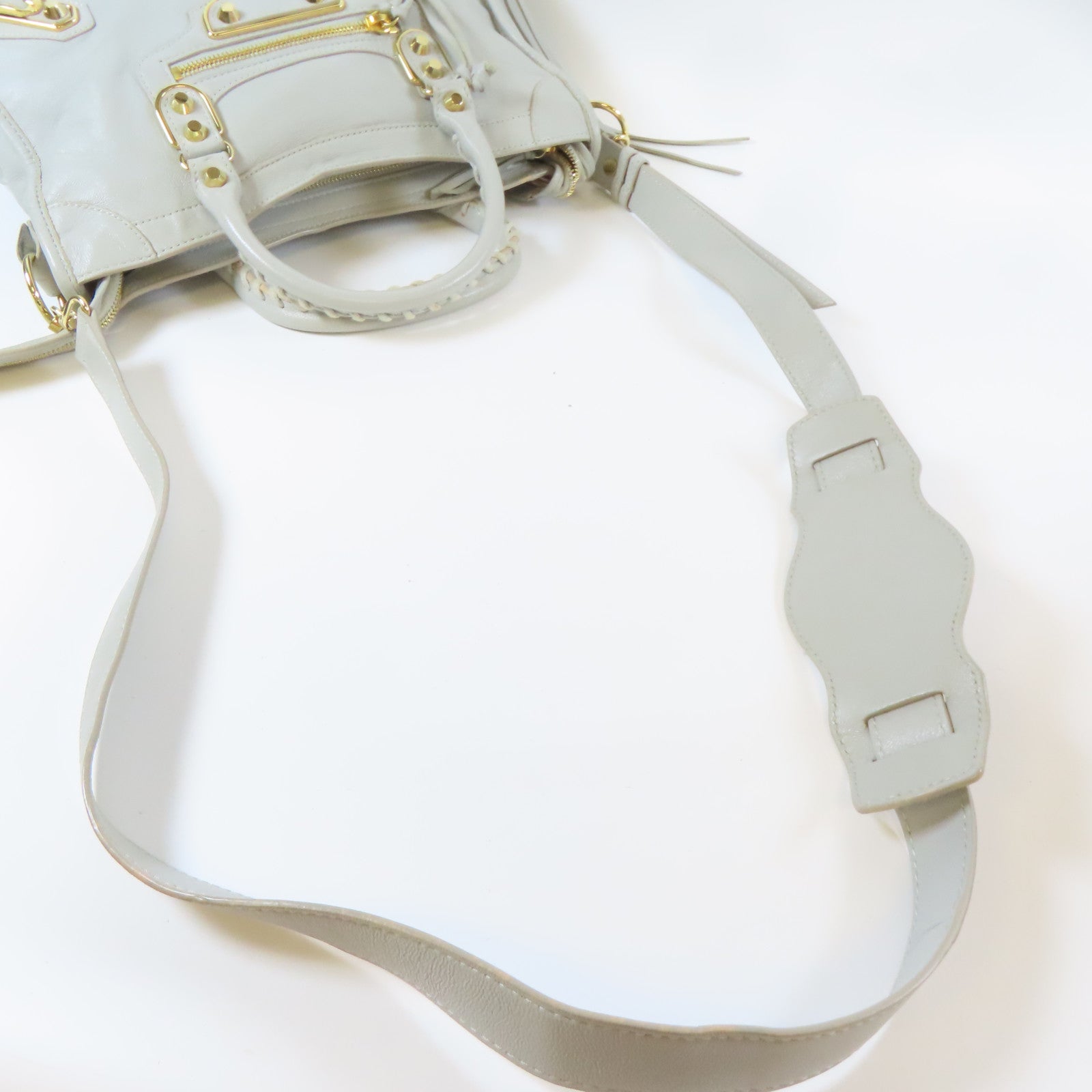 BALENCIAGA 【激減優惠】牛皮皮革City Mini金扣手挽肩背兩用袋灰色