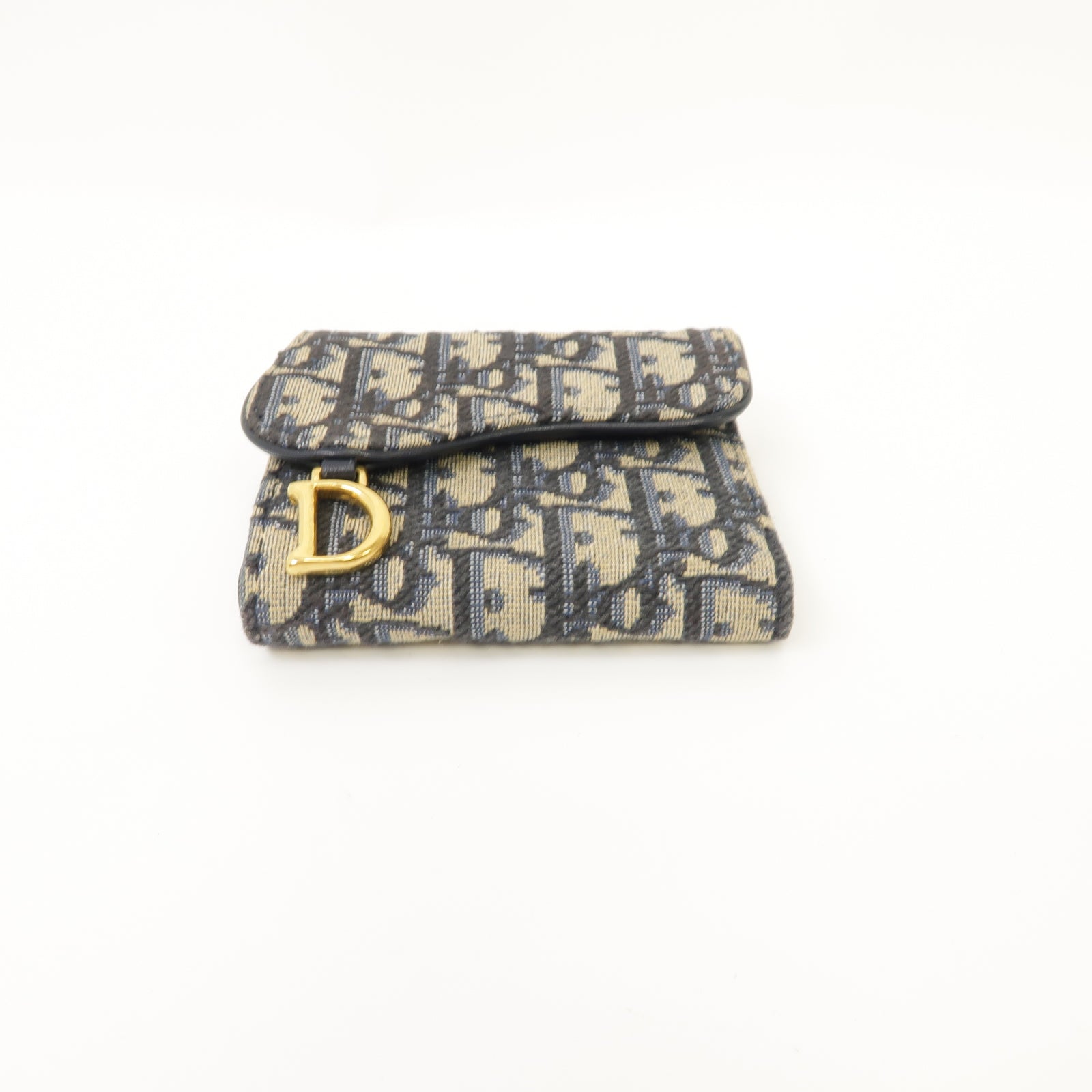 Dior 【激減優惠】帆布Saddle Lotus Wallet金扣錢包藍色