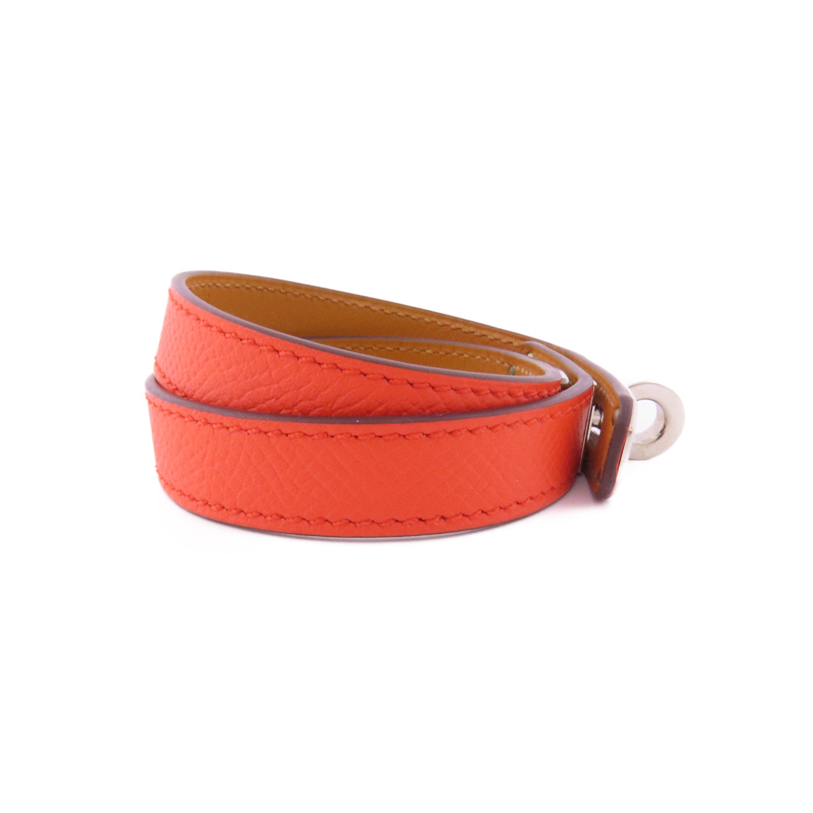 HERMES Epsom皮革Kelly Double Tour銀扣手鐲