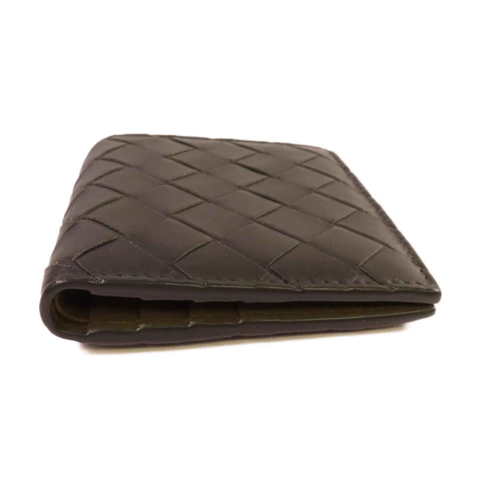 BOTTEGA VENETA 織紋皮革Short Wallet短錢包黑色/軍綠色