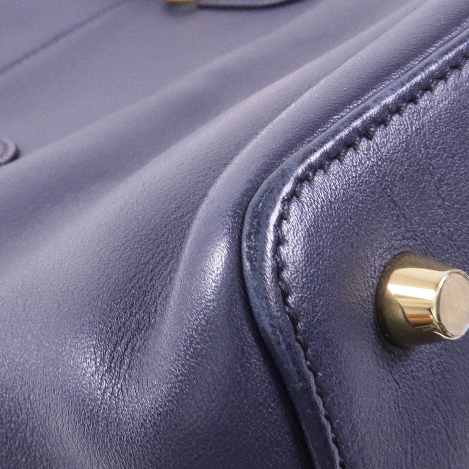 HERMES Swift皮革Tool Box 20金扣手挽肩背兩用袋Bleu Indigo