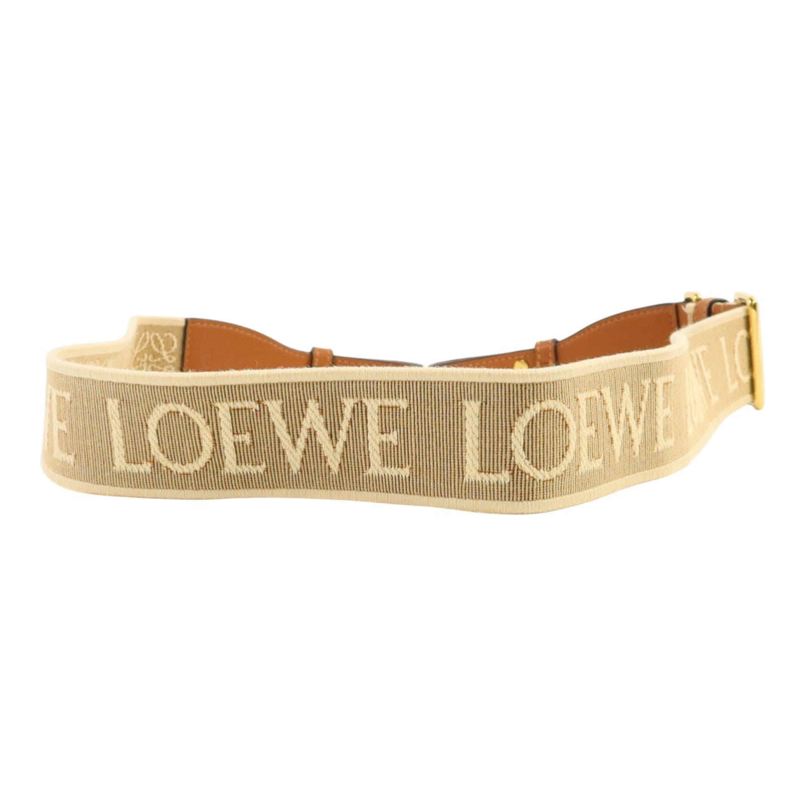 LOEWE 帆布/牛皮皮革Shoulder Strap金扣肩帶