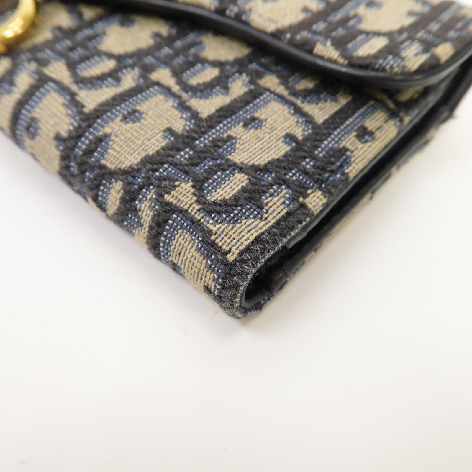 Dior 【激減優惠】帆布Saddle Lotus Wallet金扣錢包藍色