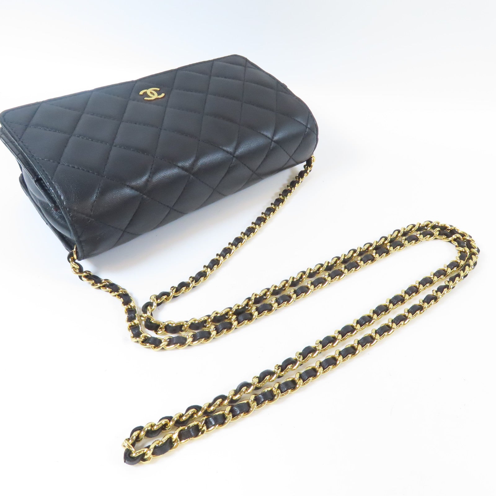 CHANEL 【激減優惠】菱格羊皮皮革WOC Wallet On Chain銀扣鏈帶肩背袋黑色