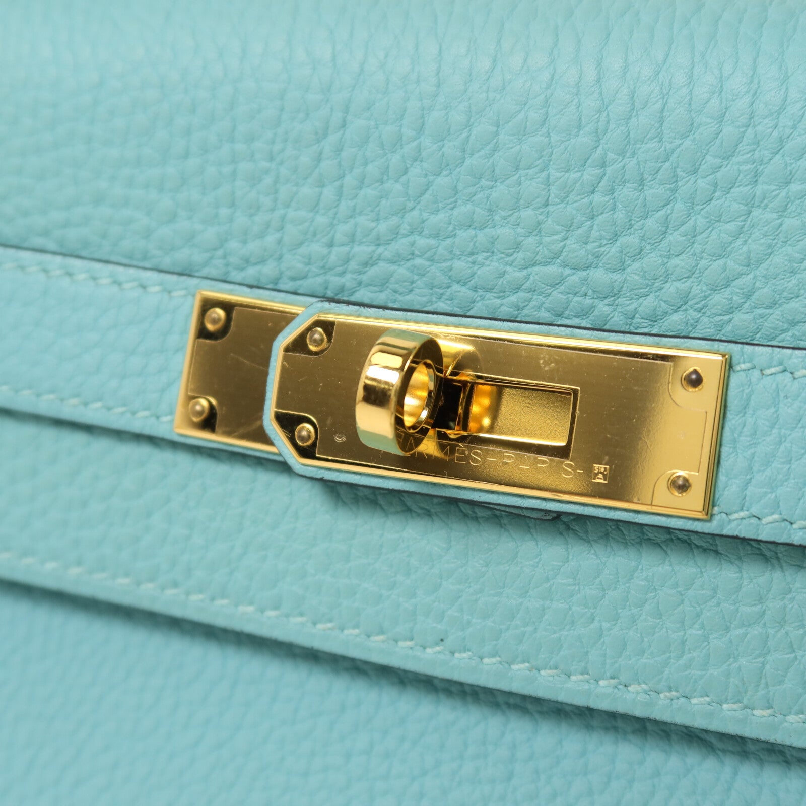 HERMES Togo皮革Kelly 28手挽肩背兩用袋Bleu Atoll