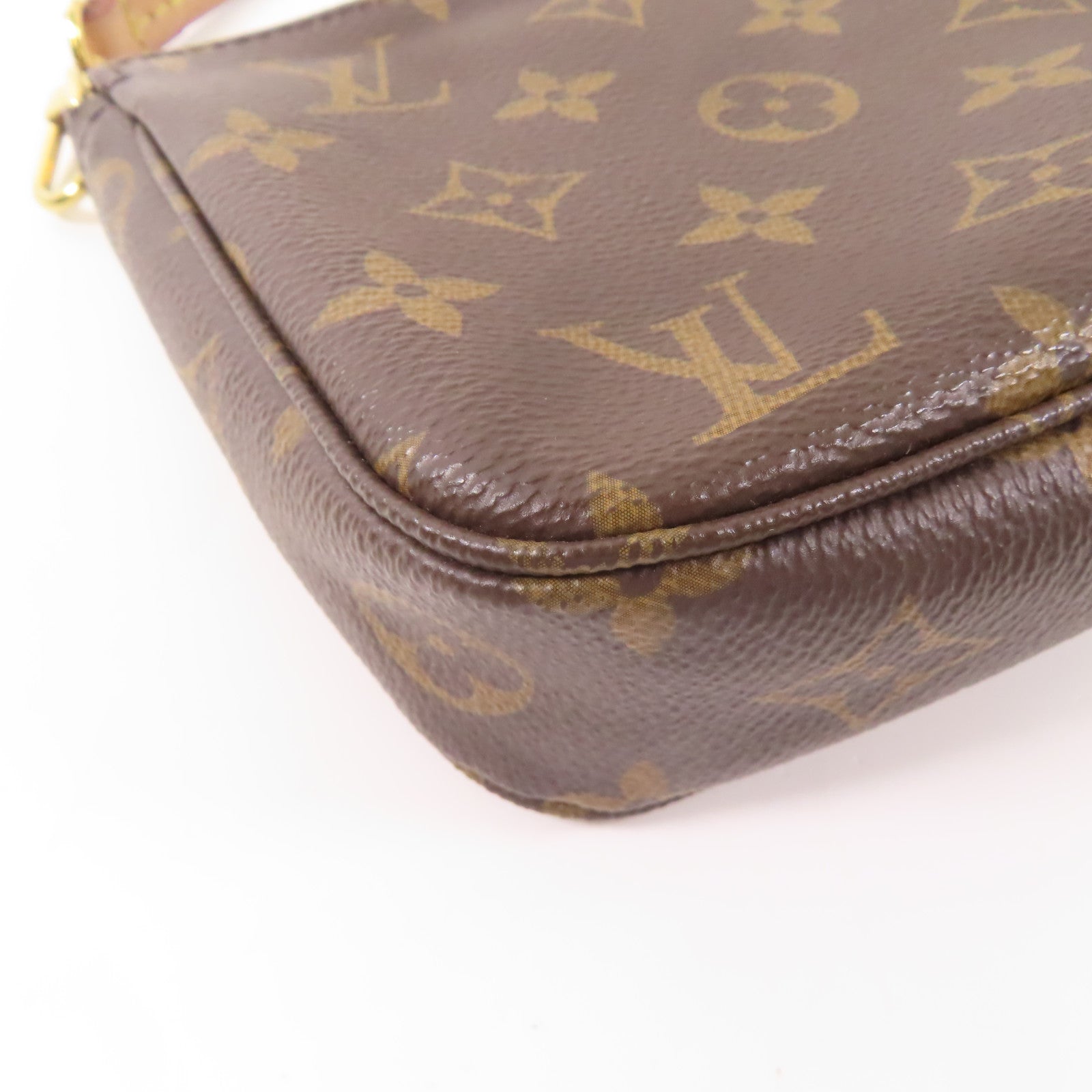 LOUIS VUITTON Monogram Pochette Accessoires金扣手拿包棕色