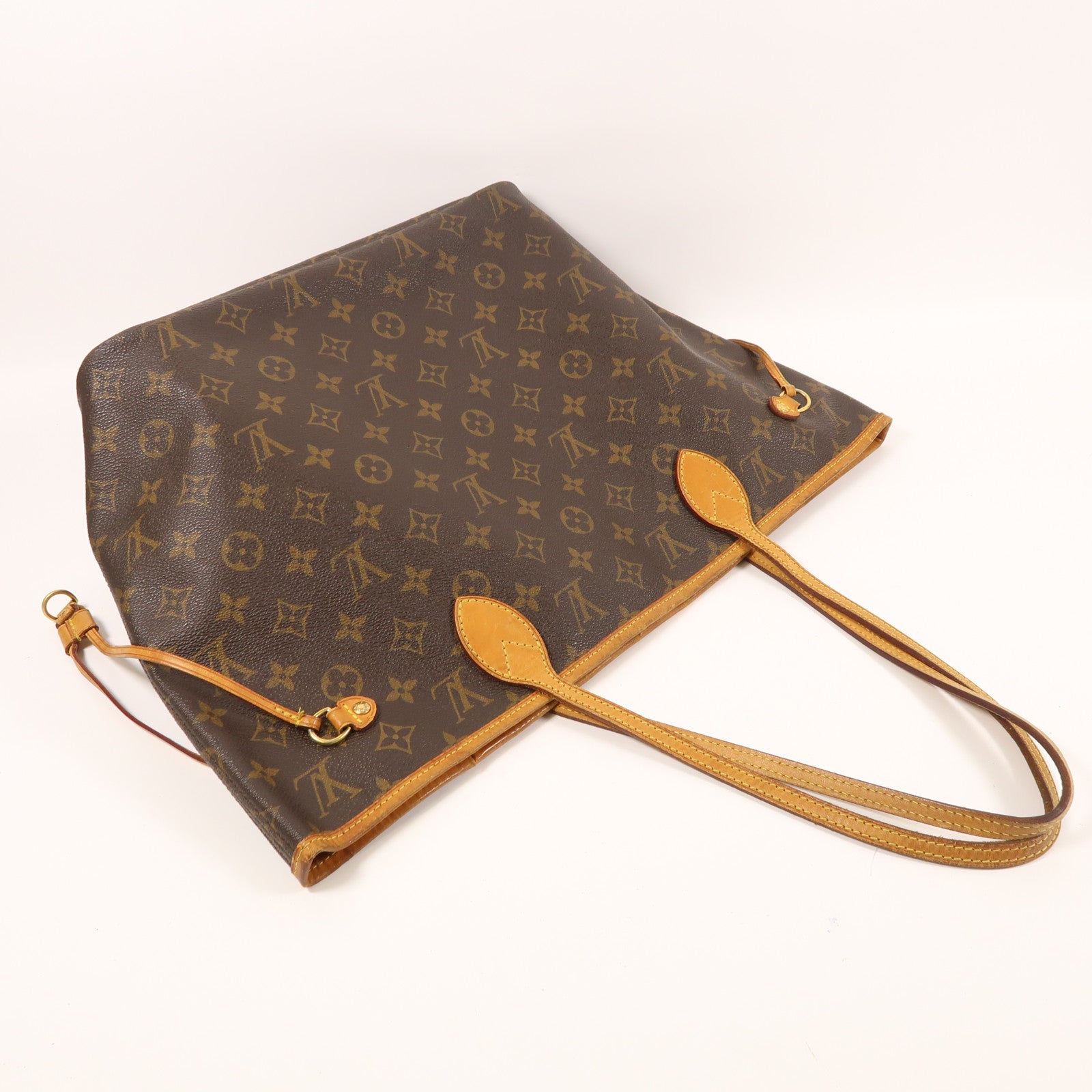 LOUIS VUITTON Monogram Neverfull MM金扣手挽袋