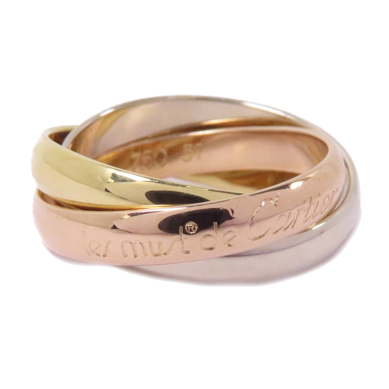 CARTIER 18K黃金/白金/玫瑰金Trinity Ring戒指Cartier#51/US#5.75