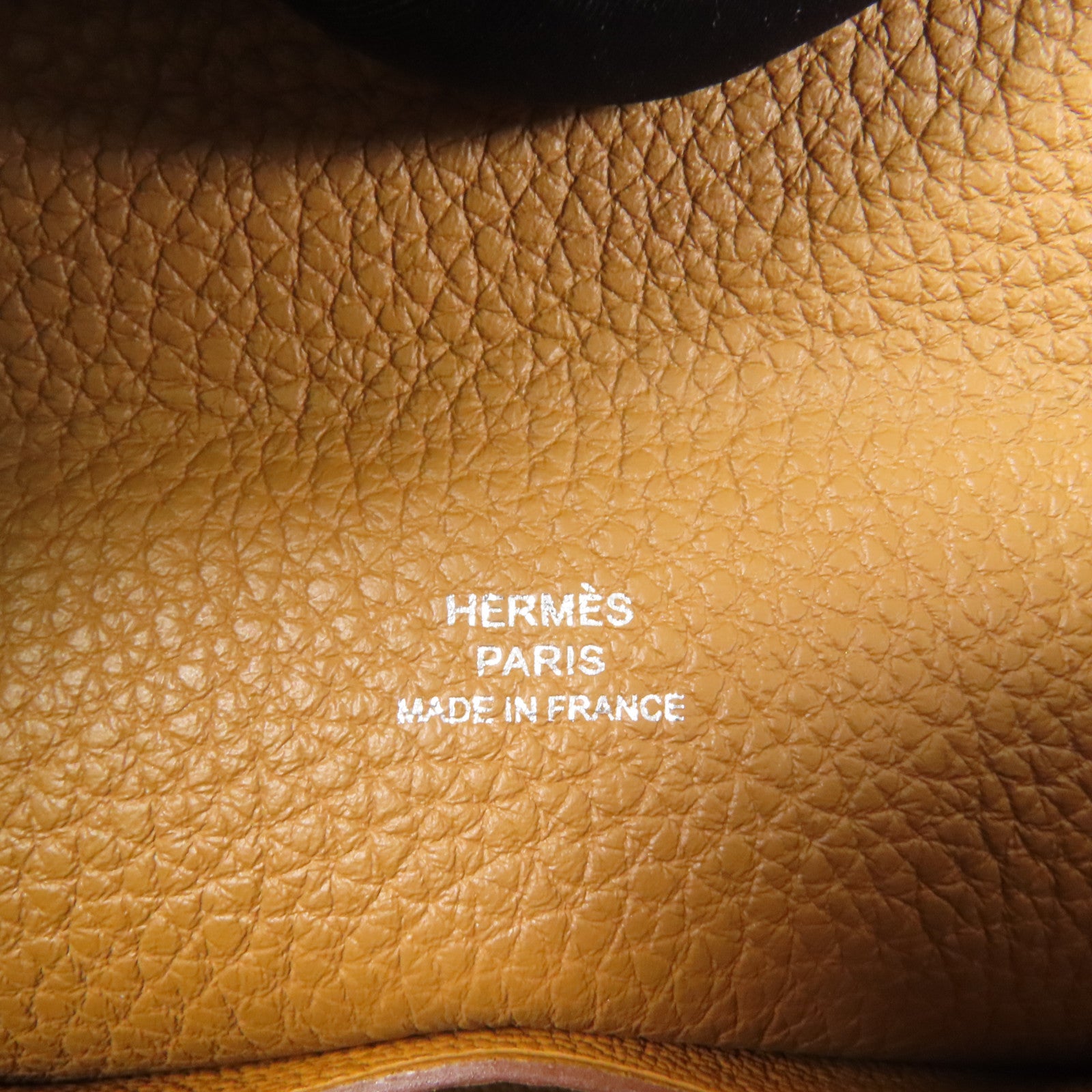 HERMES Togo皮革Videpoches銀扣肩背袋Gold