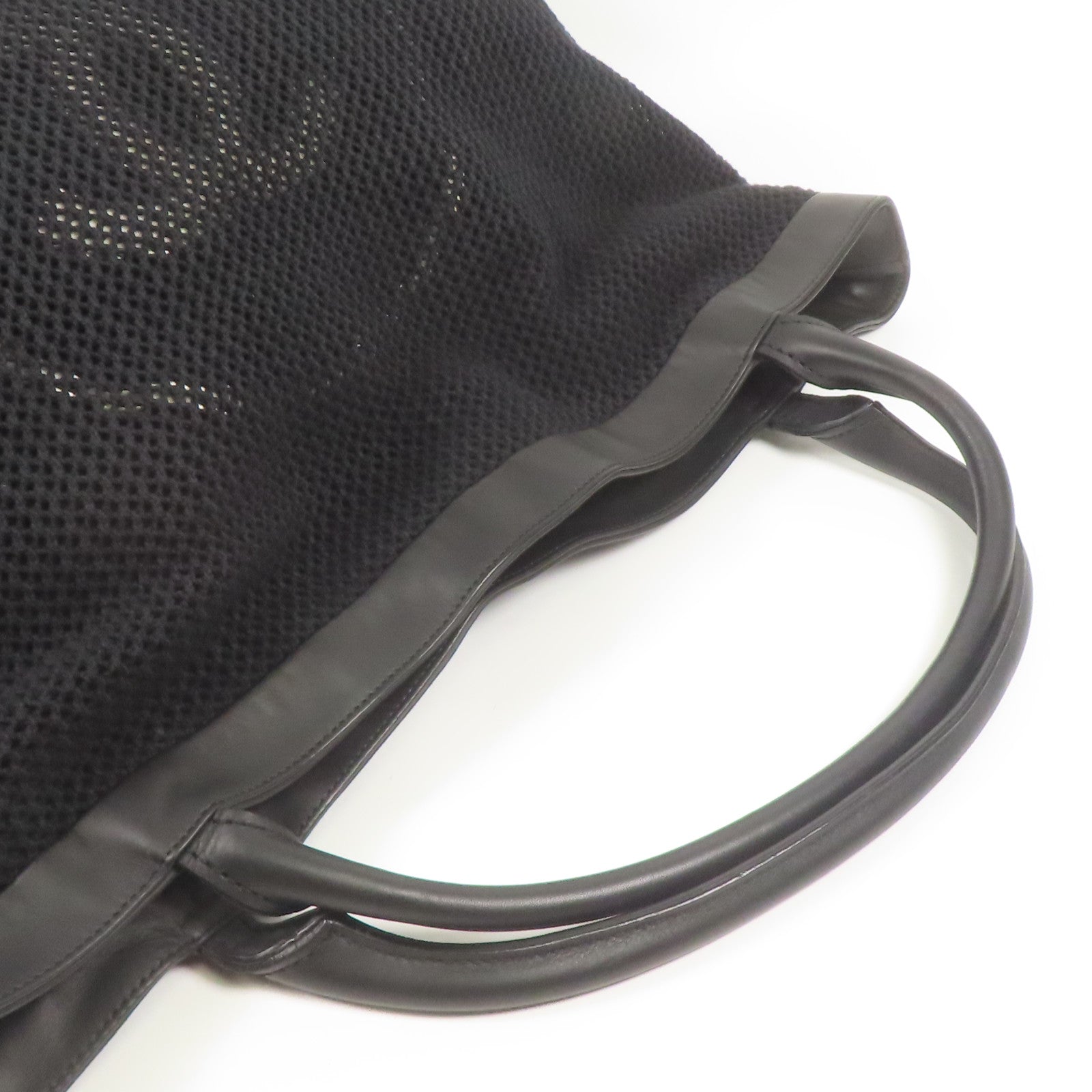 CHANEL 棉質/皮革Shoulder Tote銀扣肩背袋/手挽袋