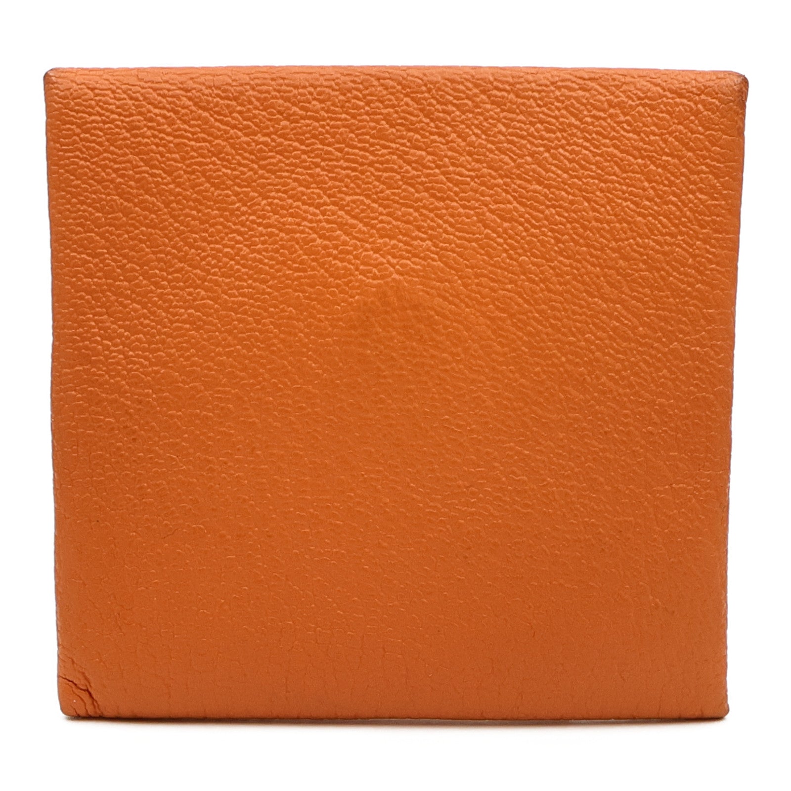 HERMES Chevre皮革Bastia Coin Case銀扣零錢包Orange