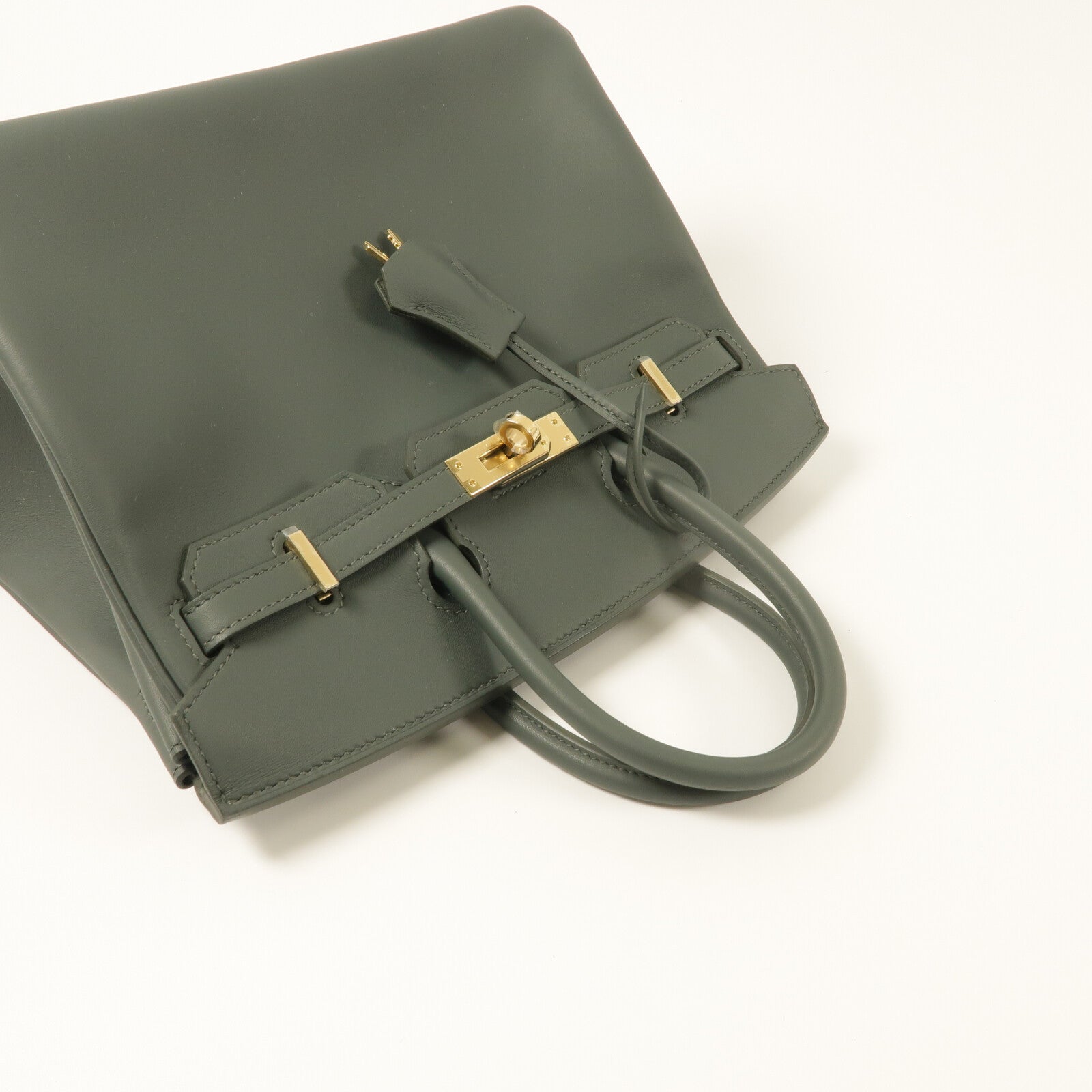 HERMES Swift皮革Birkin 25手挽袋Vert Mangrove