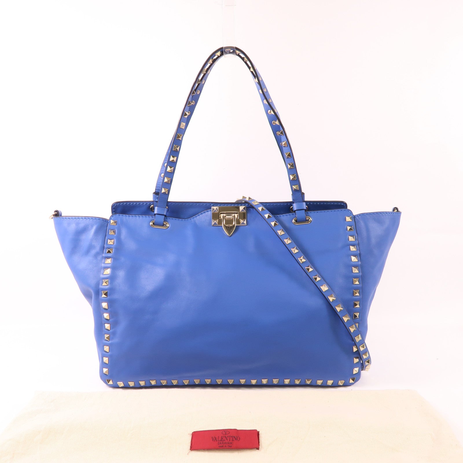 Valentino 【激減優惠】牛皮皮革2 Way Shoulder Bag金扣手挽肩背兩用袋